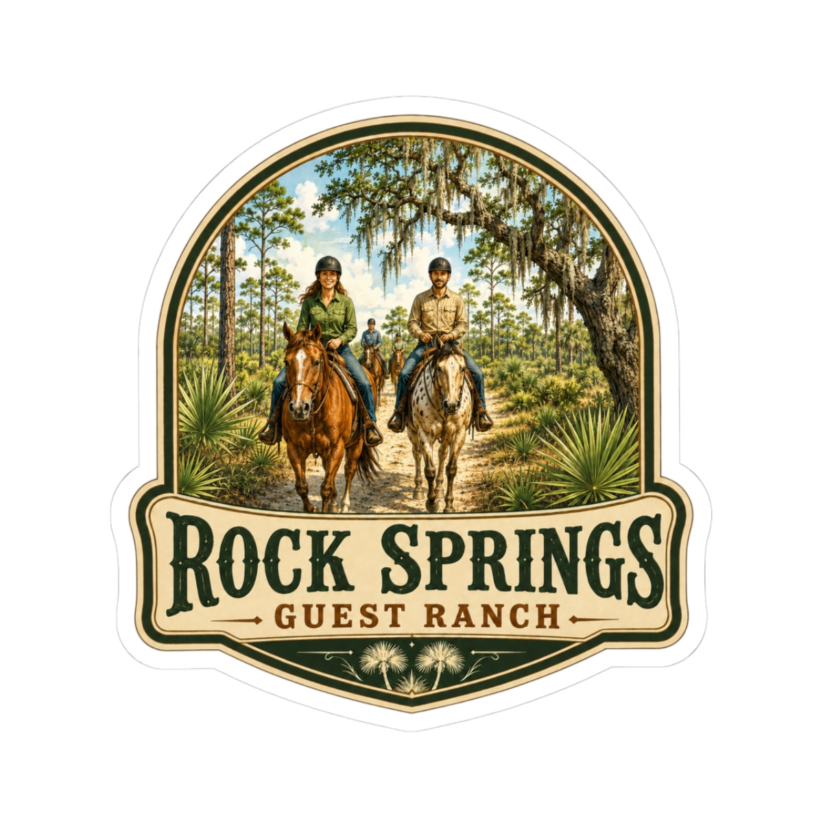 Rock Springs Guest Ranch Vintage Horseback Sticker — Kiss-Cut Vinyl Decal