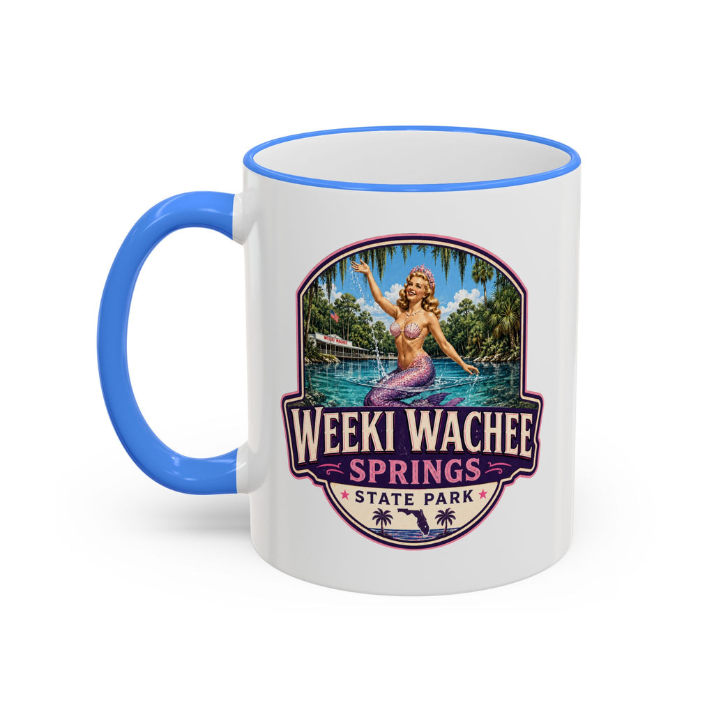 Weeki Wachee Vintage Mug Pink — Accent Rim & Handle 11oz/15oz