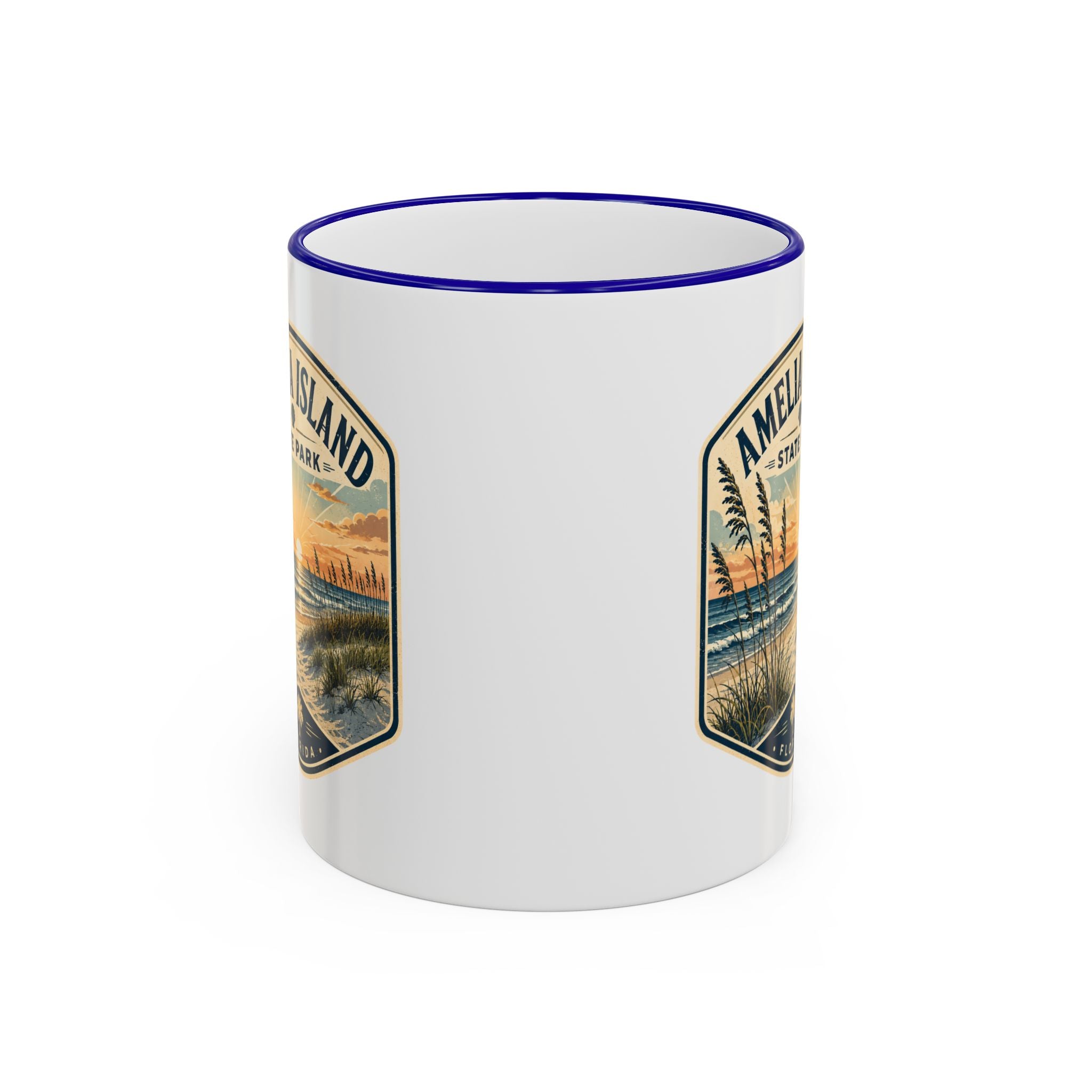 Amelia Island Vintage Mug — Accent Rim & Handle 11oz/15oz