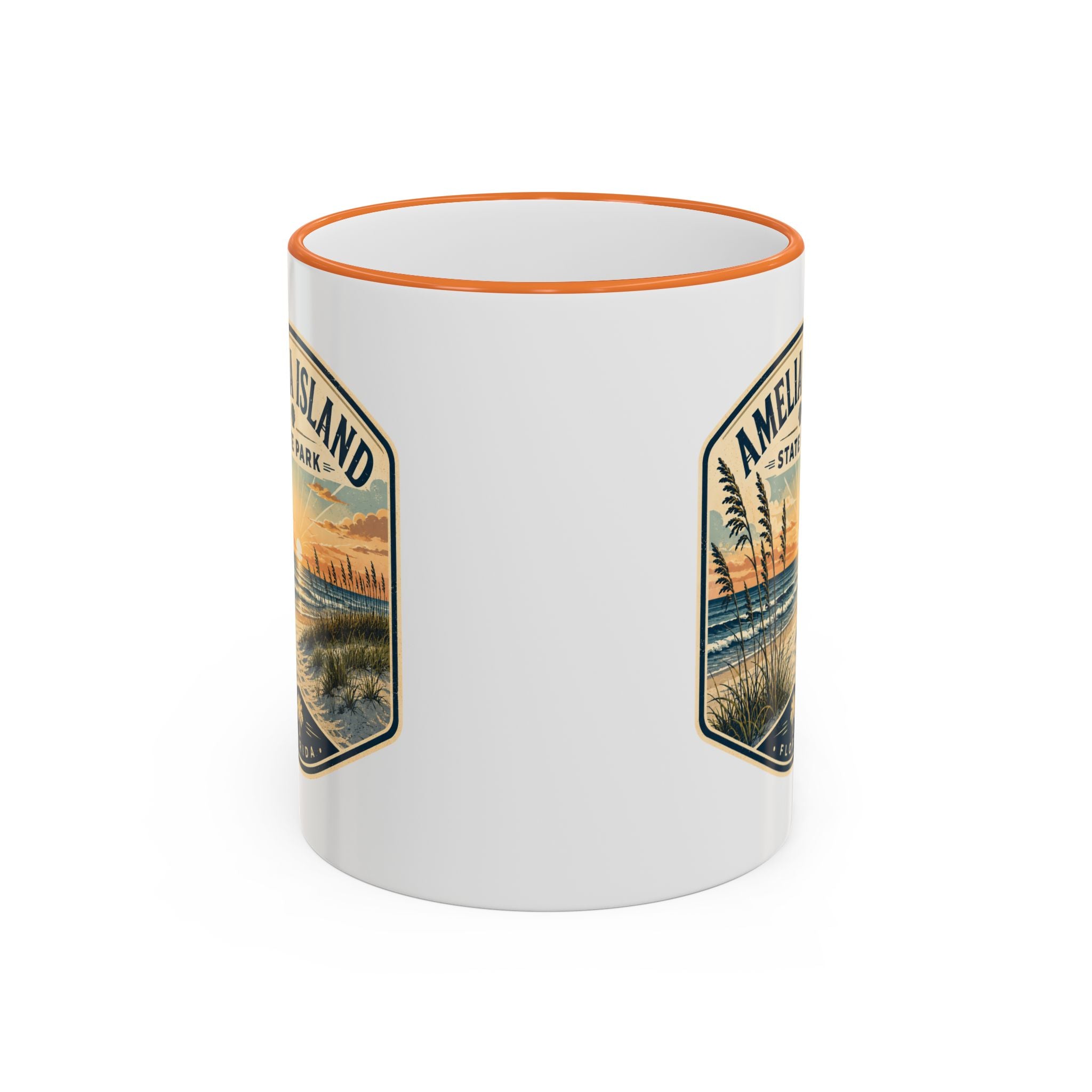 Amelia Island Vintage Mug — Accent Rim & Handle 11oz/15oz