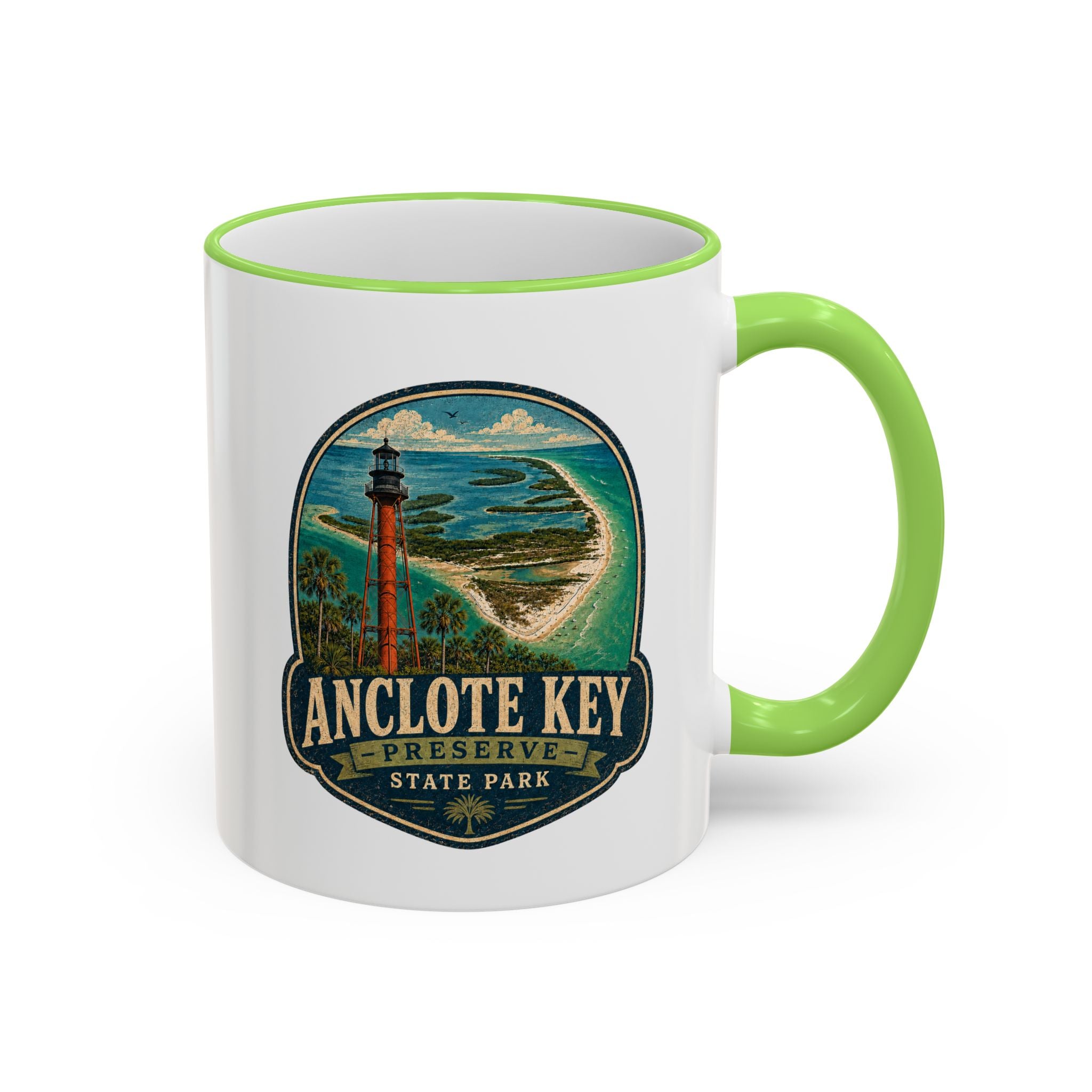 Anclote Key Vintage Mug — Accent Rim & Handle 11oz/15oz