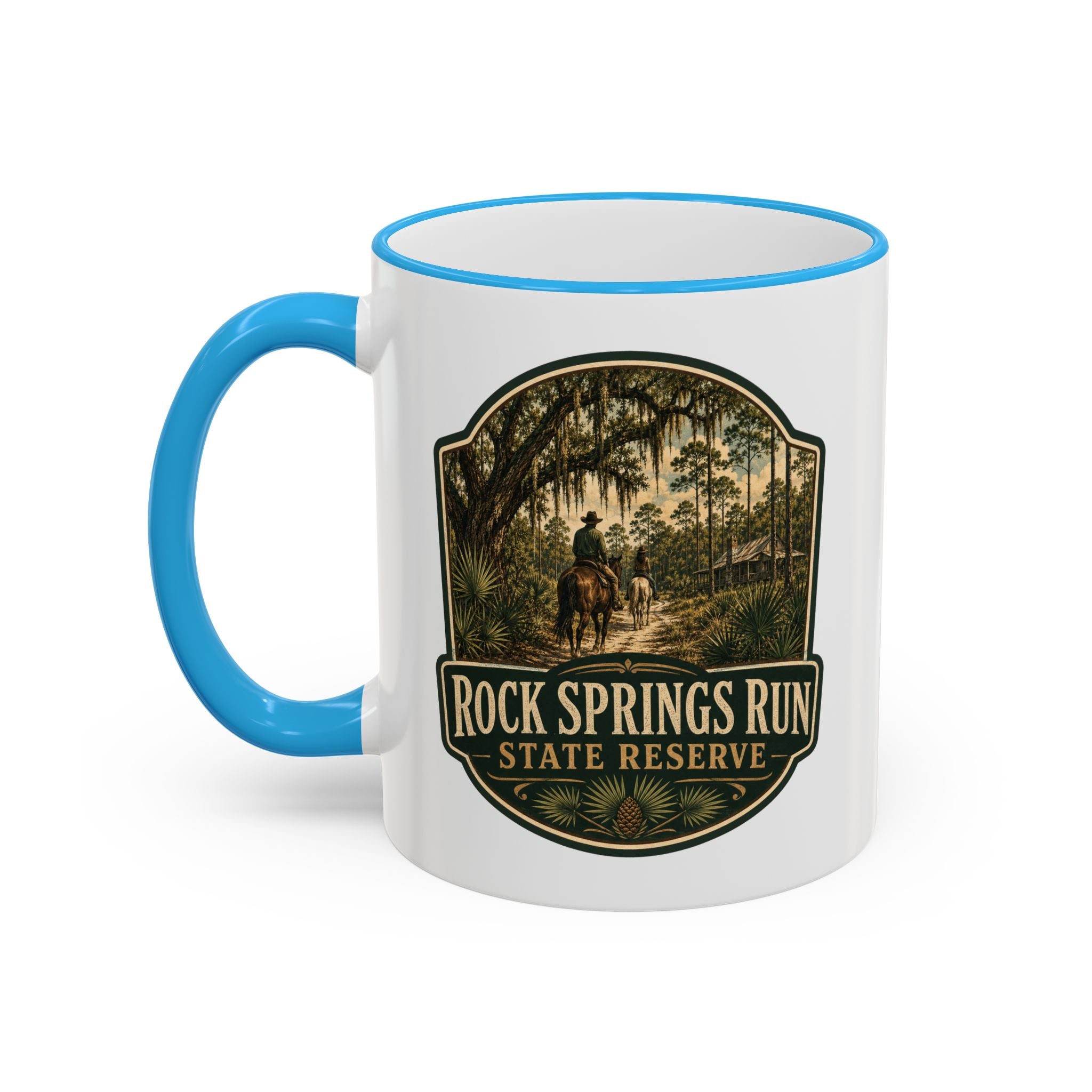 Rock Springs Run Vintage Mug — Accent Rim & Handle 11oz/15oz