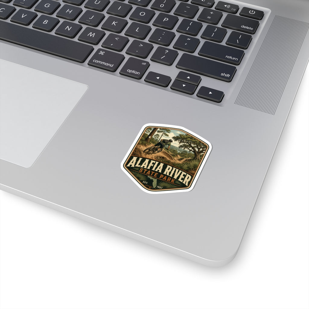 Alafia River State Park Mountain Biker Sticker — Vintage Outdoor Trail Decal