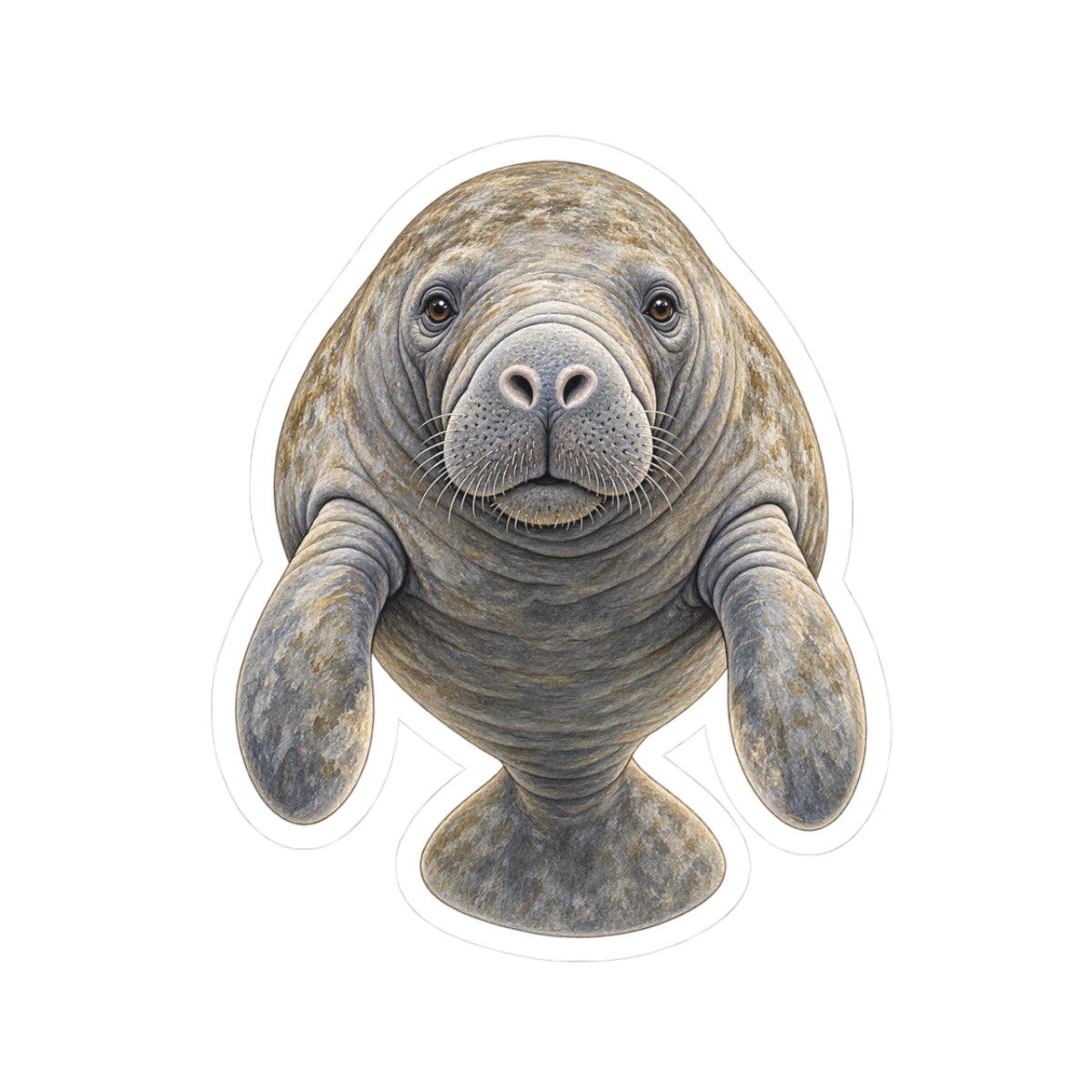 Manatee Kiss-Cut Sticker — Cute Realistic Sea Cow Decal
