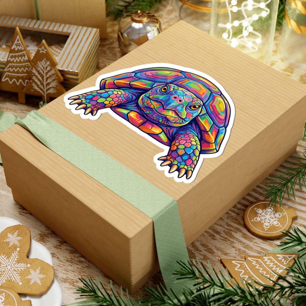 Rainbow Psychedelic Pop Art Tortoise Sticker
