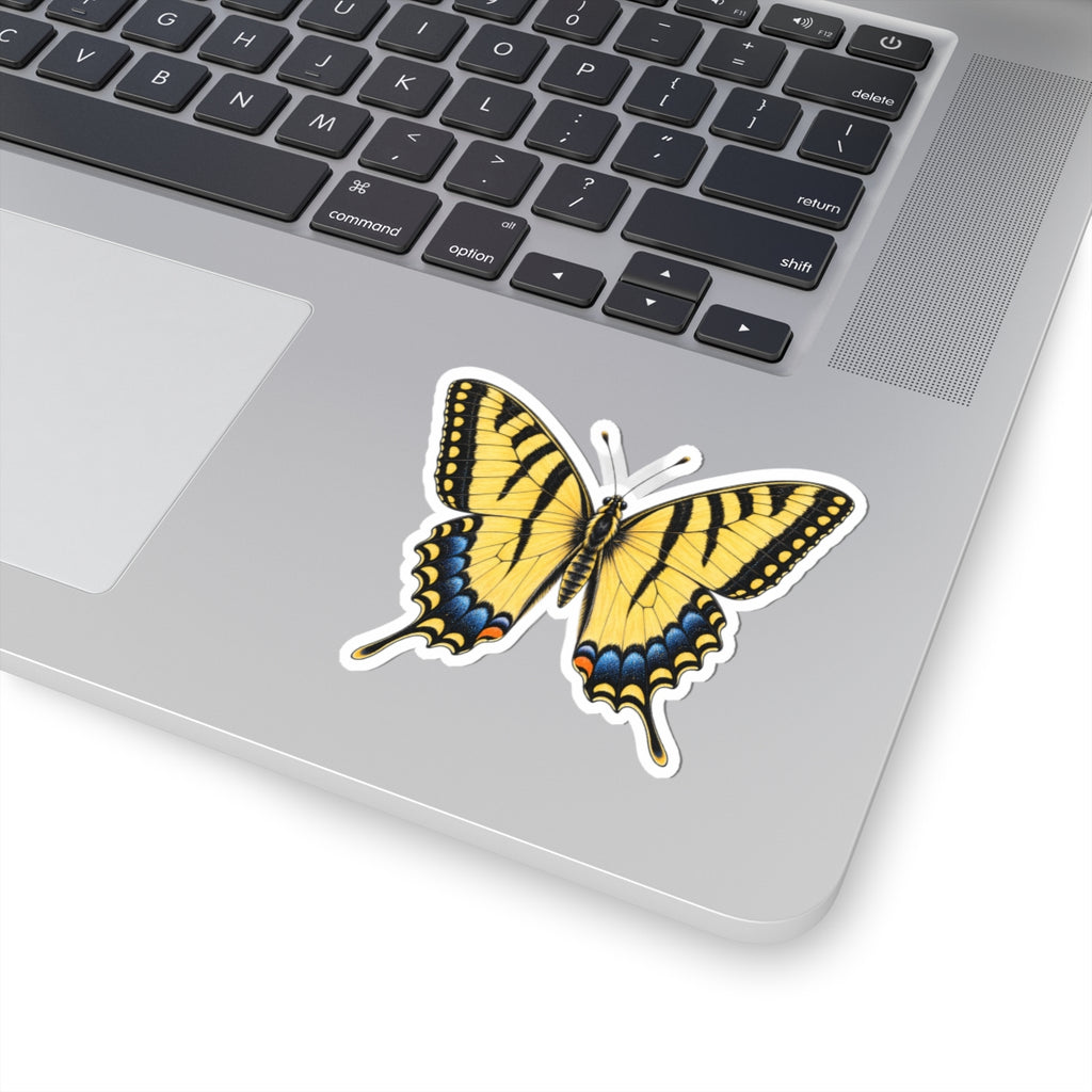 Eastern Tiger Swallowtail Butterfly Sticker — Yellow Kiss-Cut Vinyl Decal for Laptops & Journals