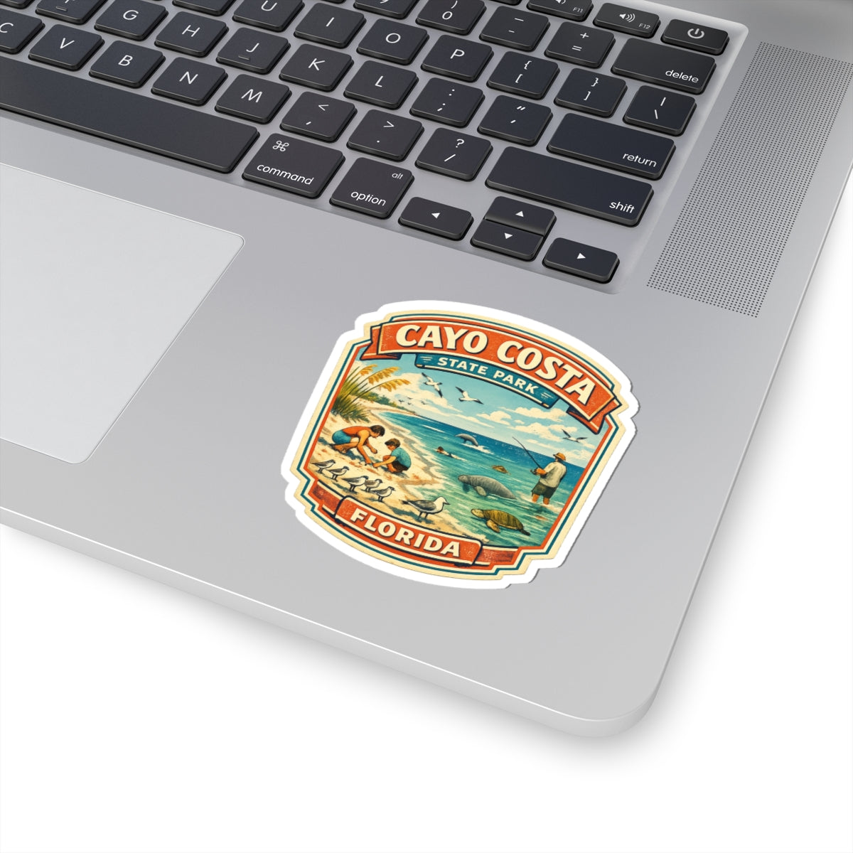 Cayo Costa State Park Florida Vintage Travel Sticker — Beach, Wildlife & Fishing Kiss-Cut Sticker