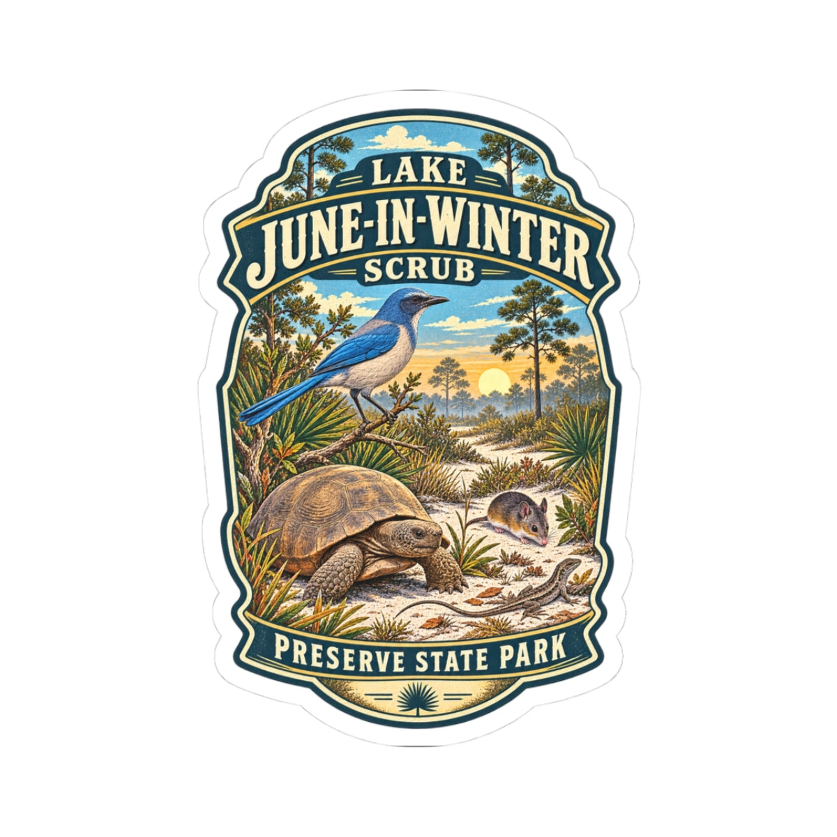 Lake June-in-Winter Scrub State Park Sticker — Vintage Kiss-Cut Sticker