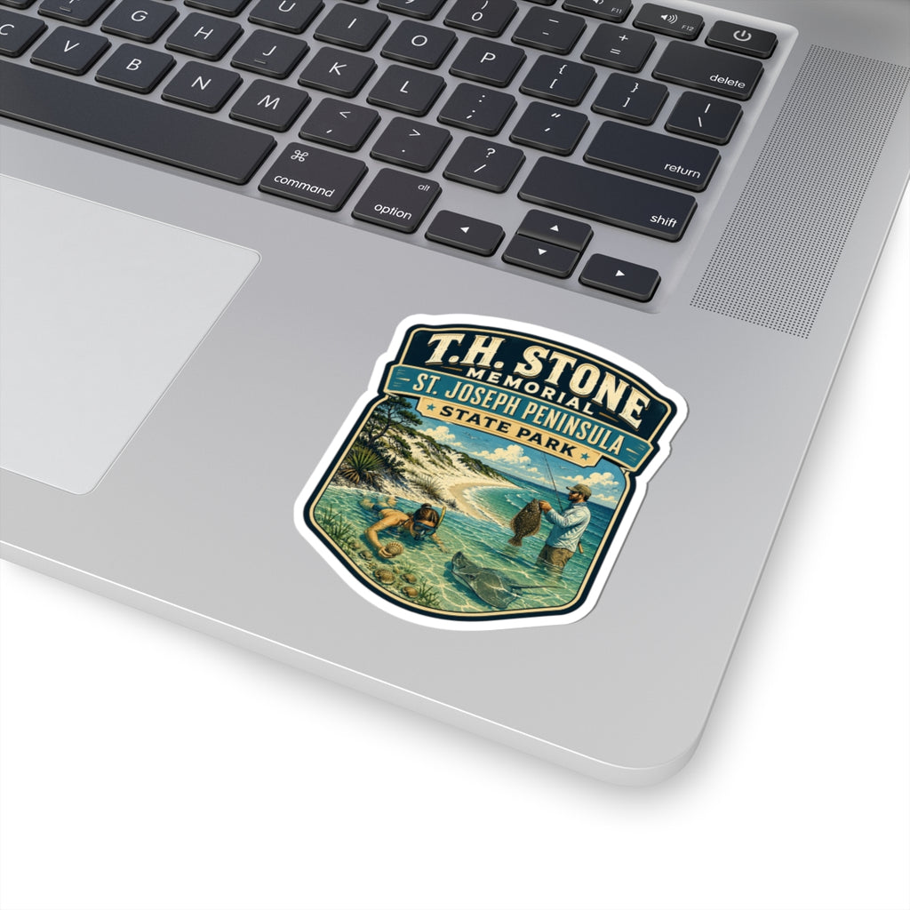 T.H. Stone Memorial State Park Sticker — St. Joseph Peninsula Coastal Fishing & Beach Scene Kiss-Cut Sticker