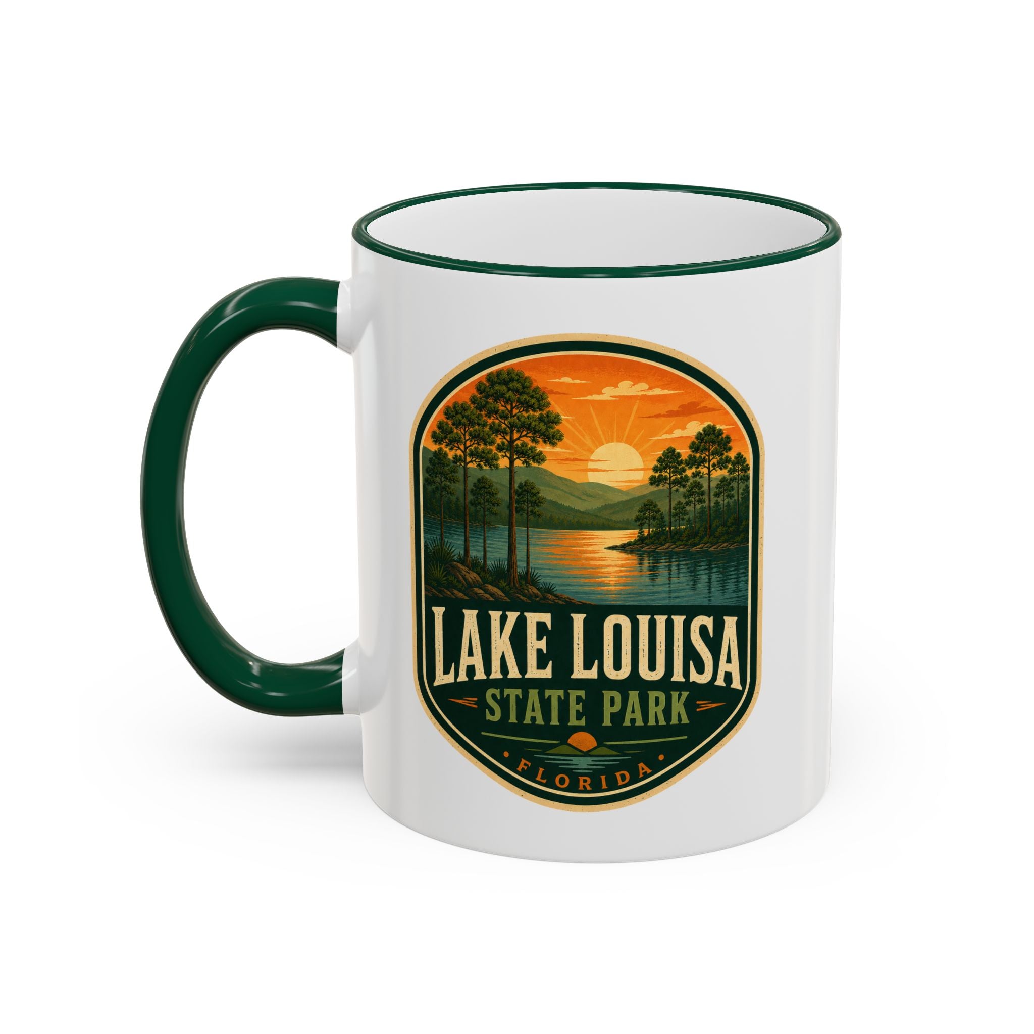 Lake Louisa Sunset Mug — Accent Rim & Handle 11oz/15oz