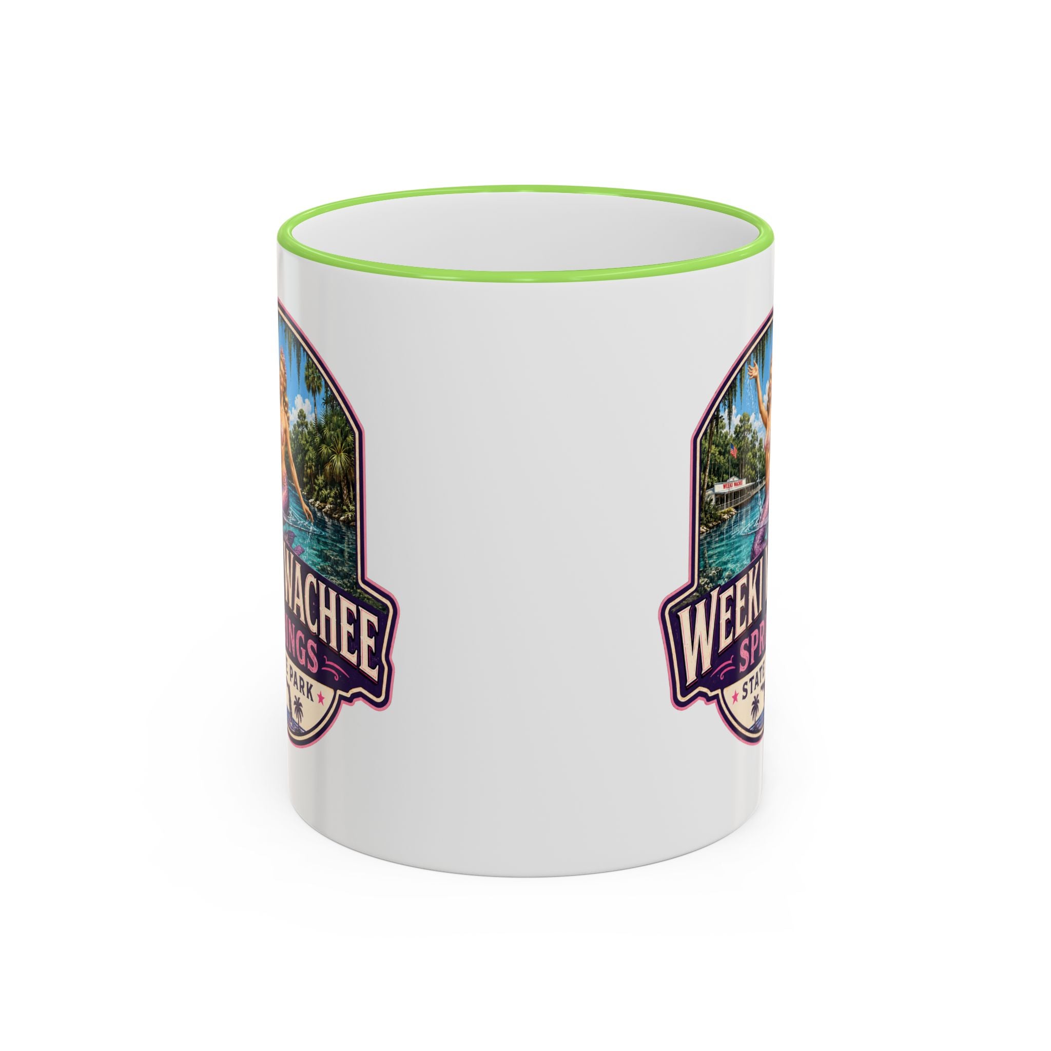 Weeki Wachee Vintage Mug Pink — Accent Rim & Handle 11oz/15oz