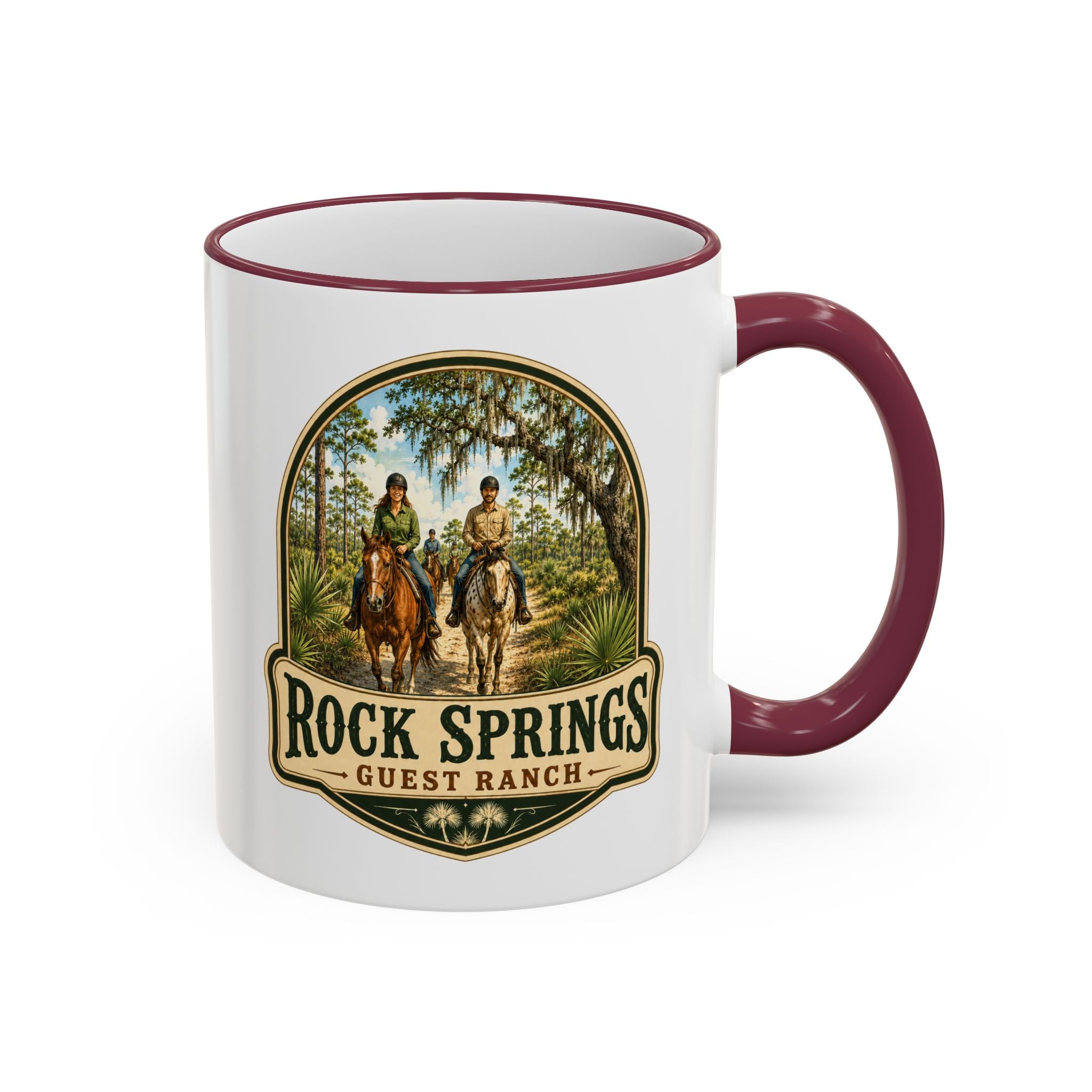 Rock Springs Guest Ranch Vintage Mug — Accent Rim & Handle 11oz/15oz