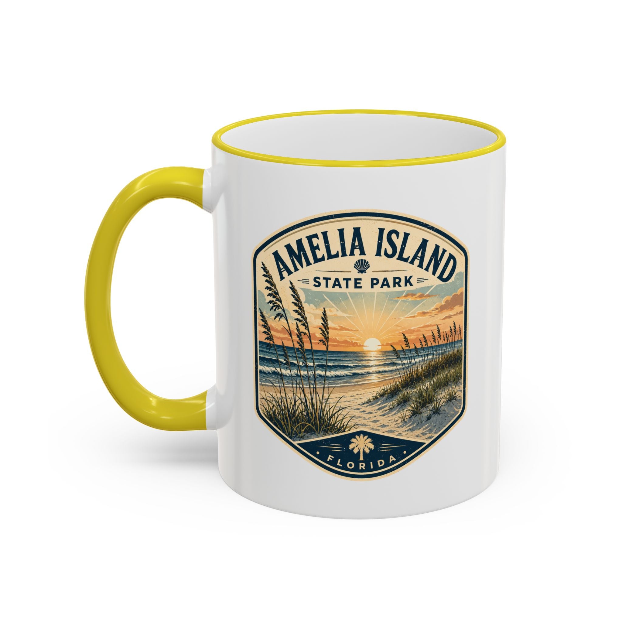 Amelia Island Vintage Mug — Accent Rim & Handle 11oz/15oz
