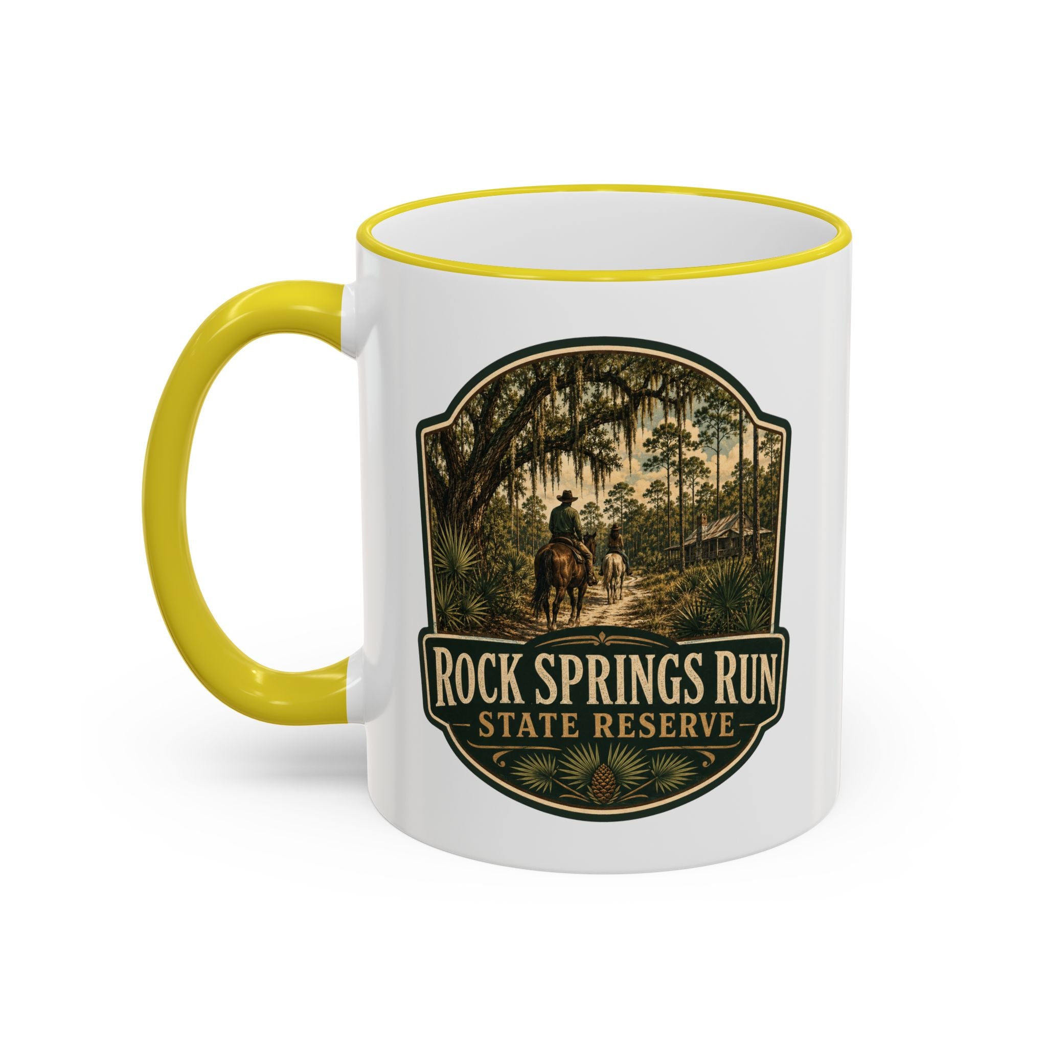 Rock Springs Run Vintage Mug — Accent Rim & Handle 11oz/15oz