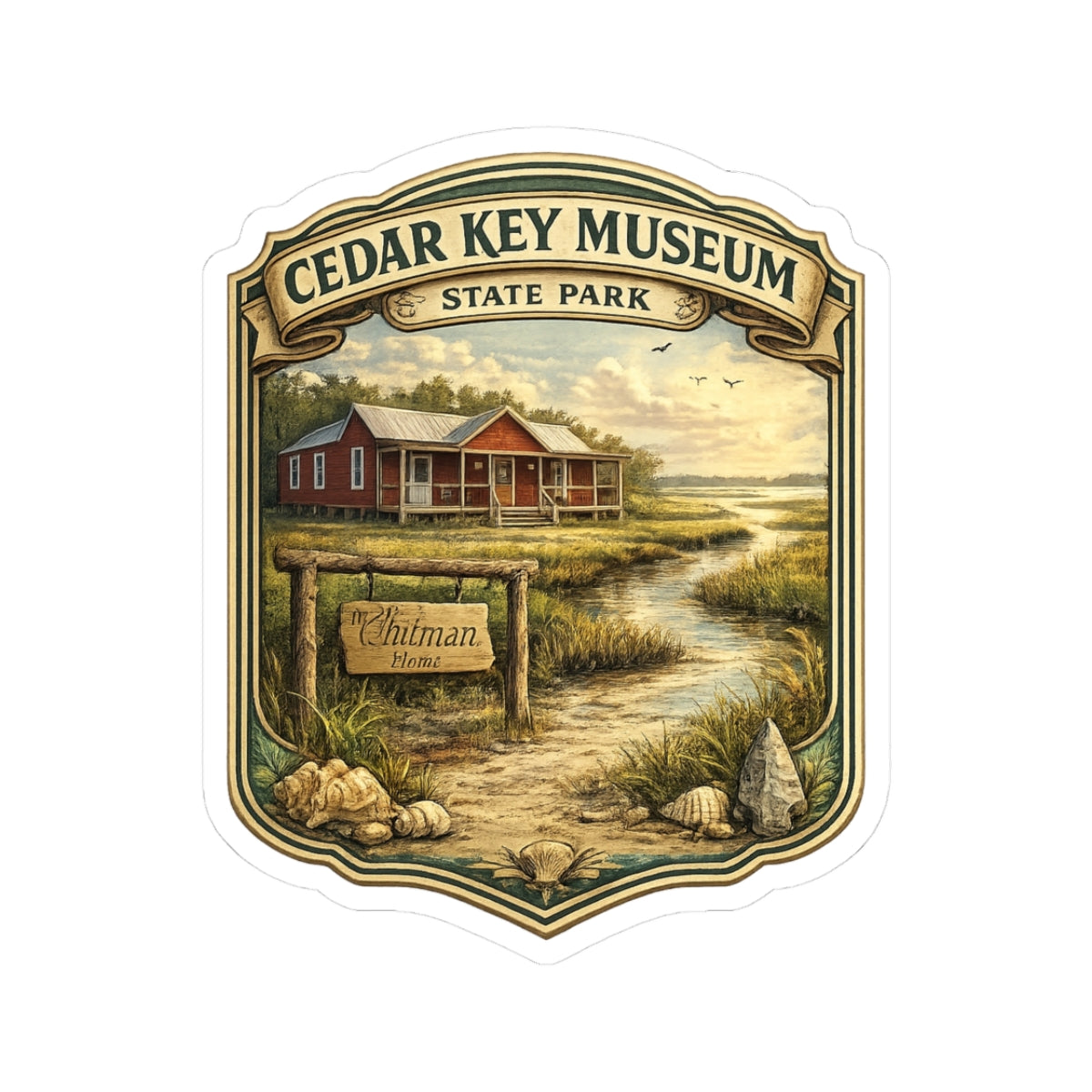 Cedar Key Museum Vintage State Park Sticker — Scenic Travel Decal