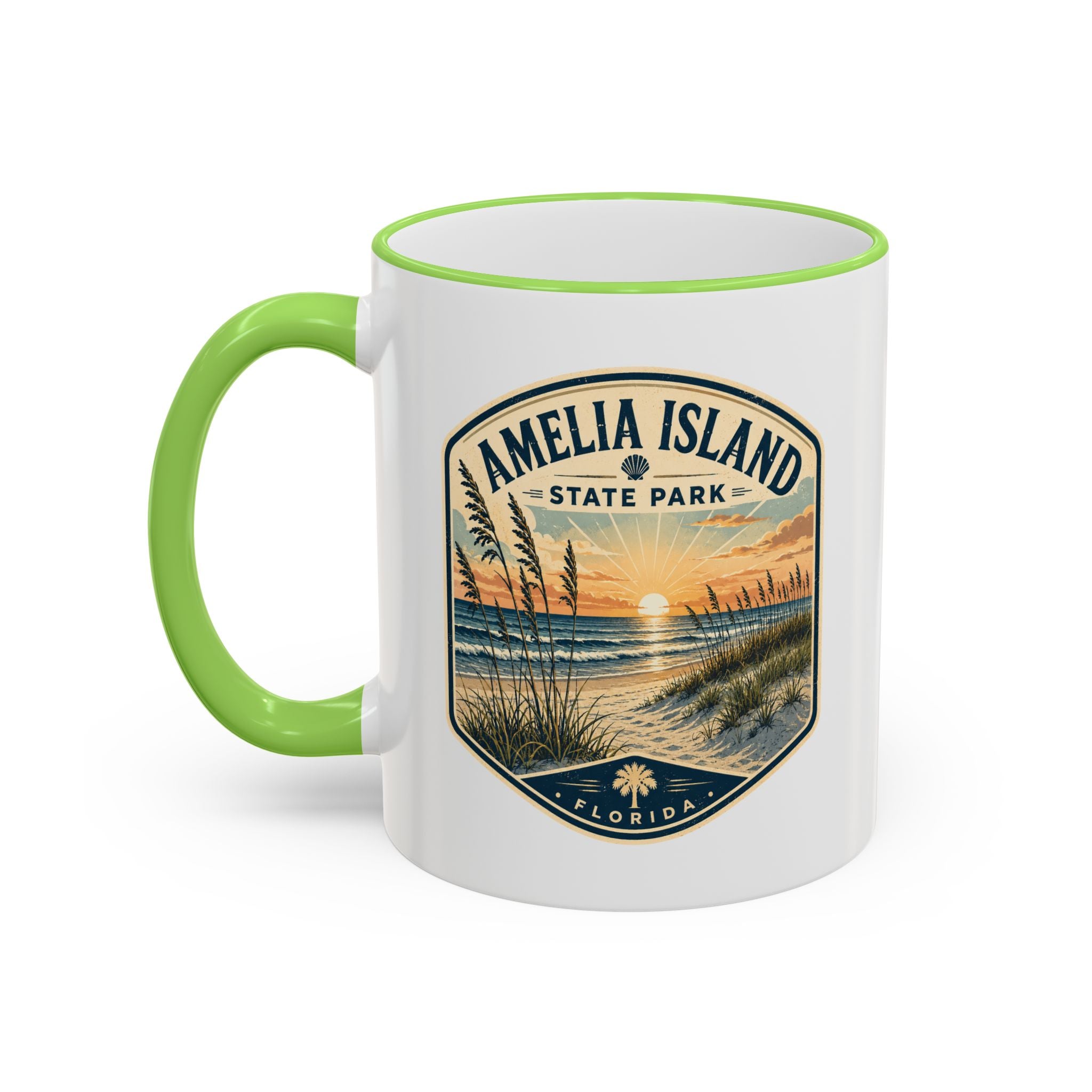 Amelia Island Vintage Mug — Accent Rim & Handle 11oz/15oz