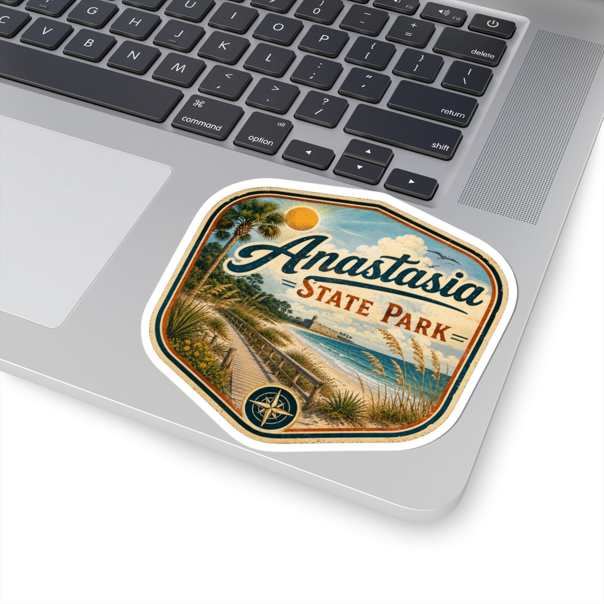 Anastasia State Park Sticker — Vintage Beach Patch Kiss-Cut