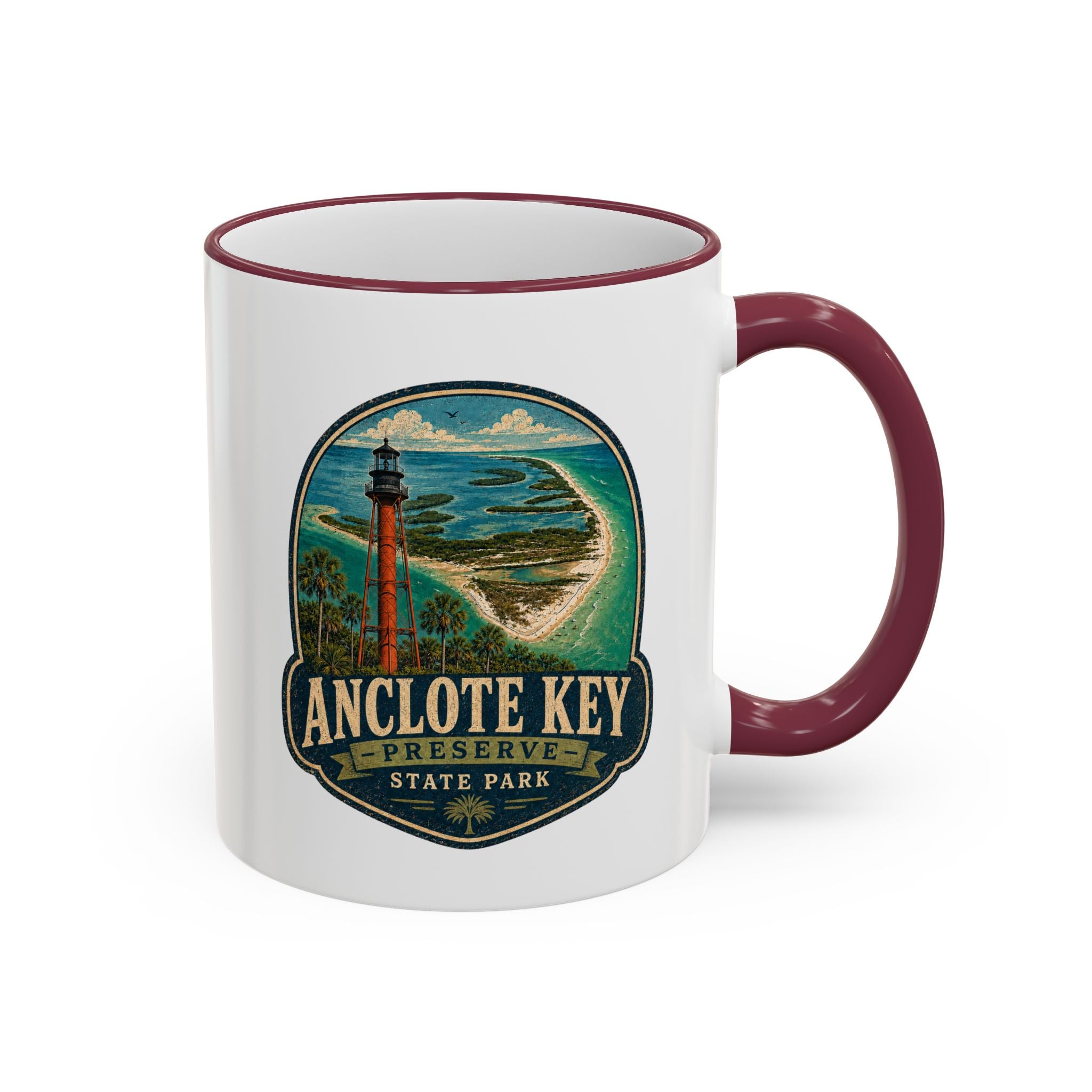 Anclote Key Vintage Mug — Accent Rim & Handle 11oz/15oz