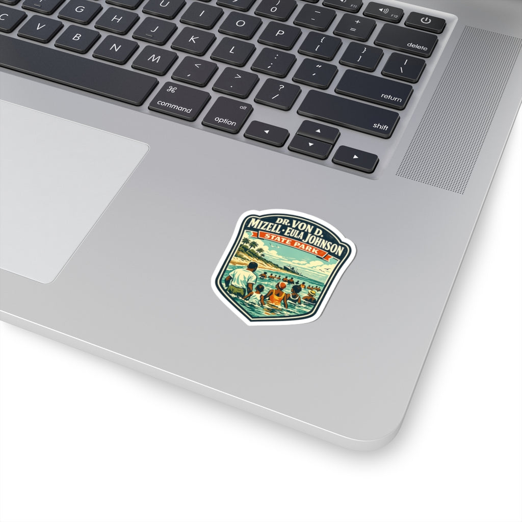 Kiss-Cut Sticker — Dr. Von D. Mizell–Eula Johnson State Park Retro Travel Badge