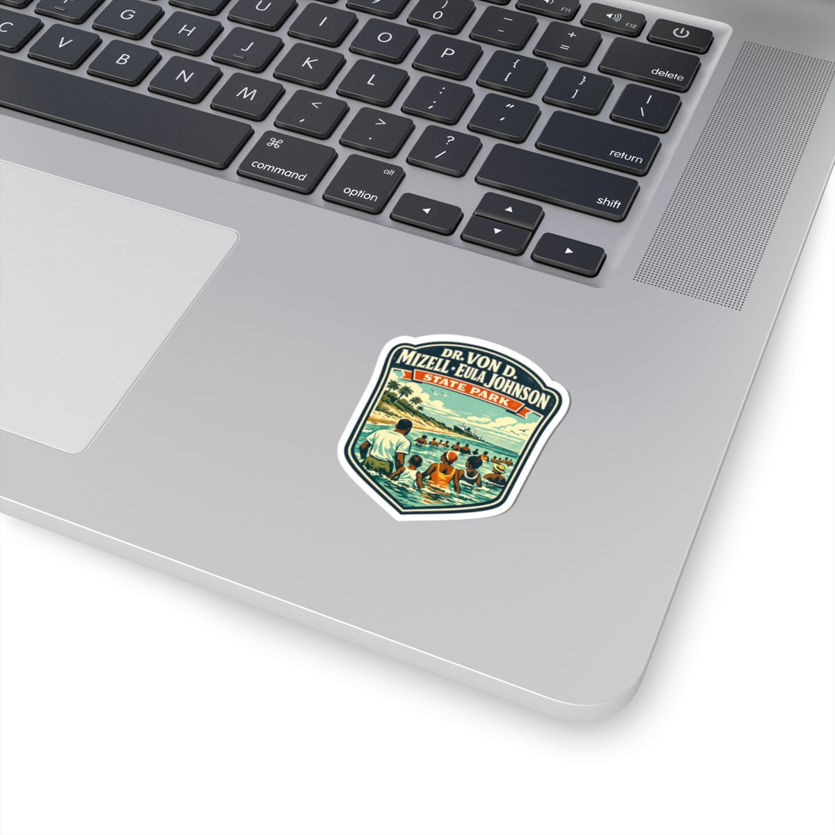 Kiss-Cut Sticker — Dr. Von D. Mizell–Eula Johnson State Park Retro Travel Badge