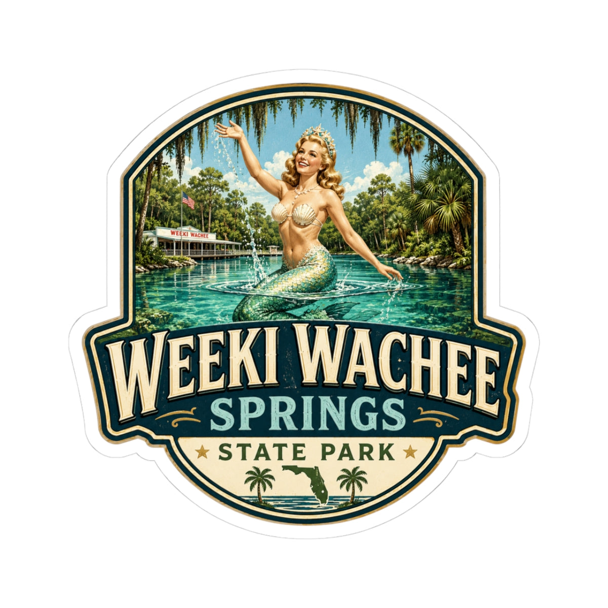 Weeki Wachee Springs State Park Mermaid Sticker — Vintage Travel Decal