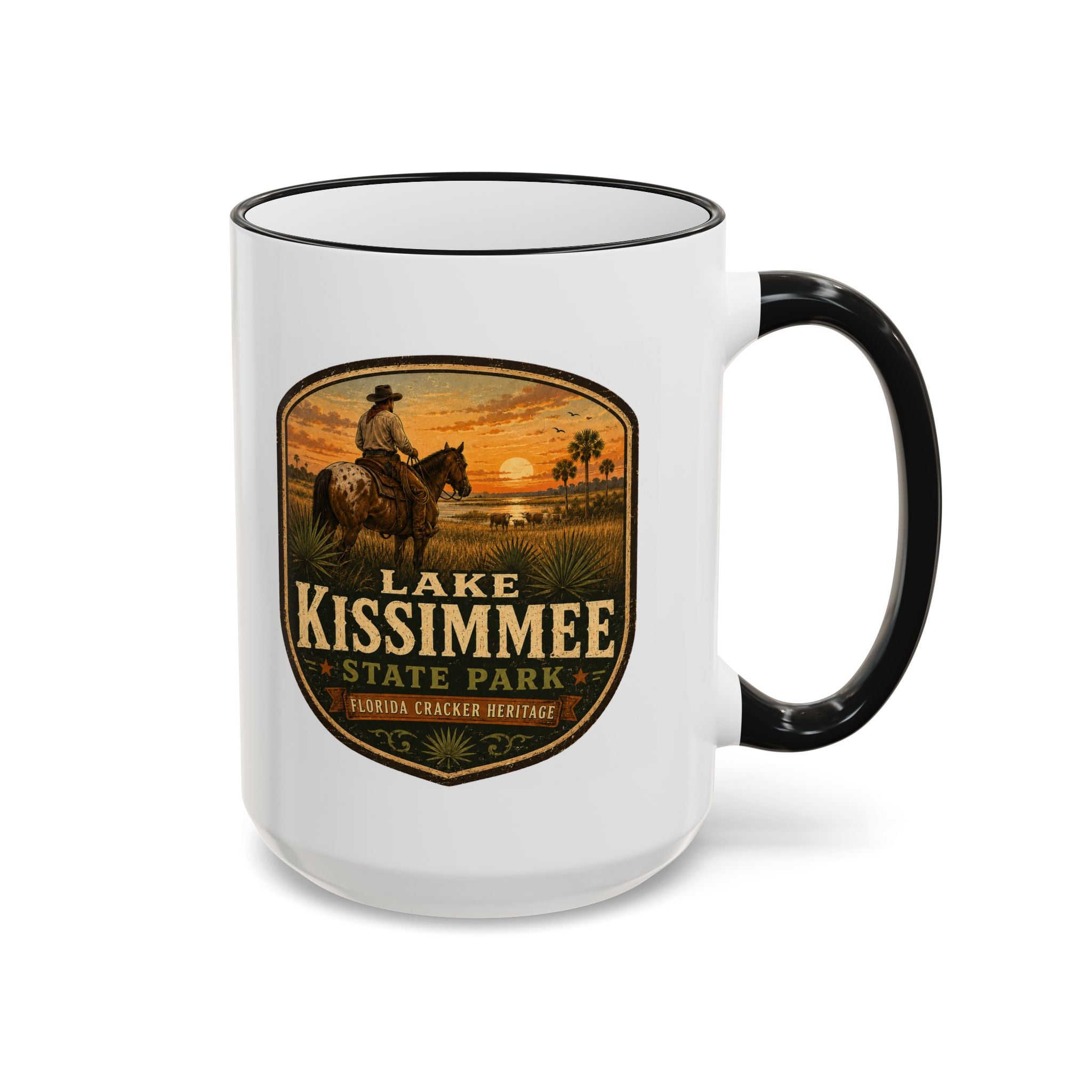 Lake Kissimmee Sunset Mug — Accent Rim & Handle 11oz/15oz