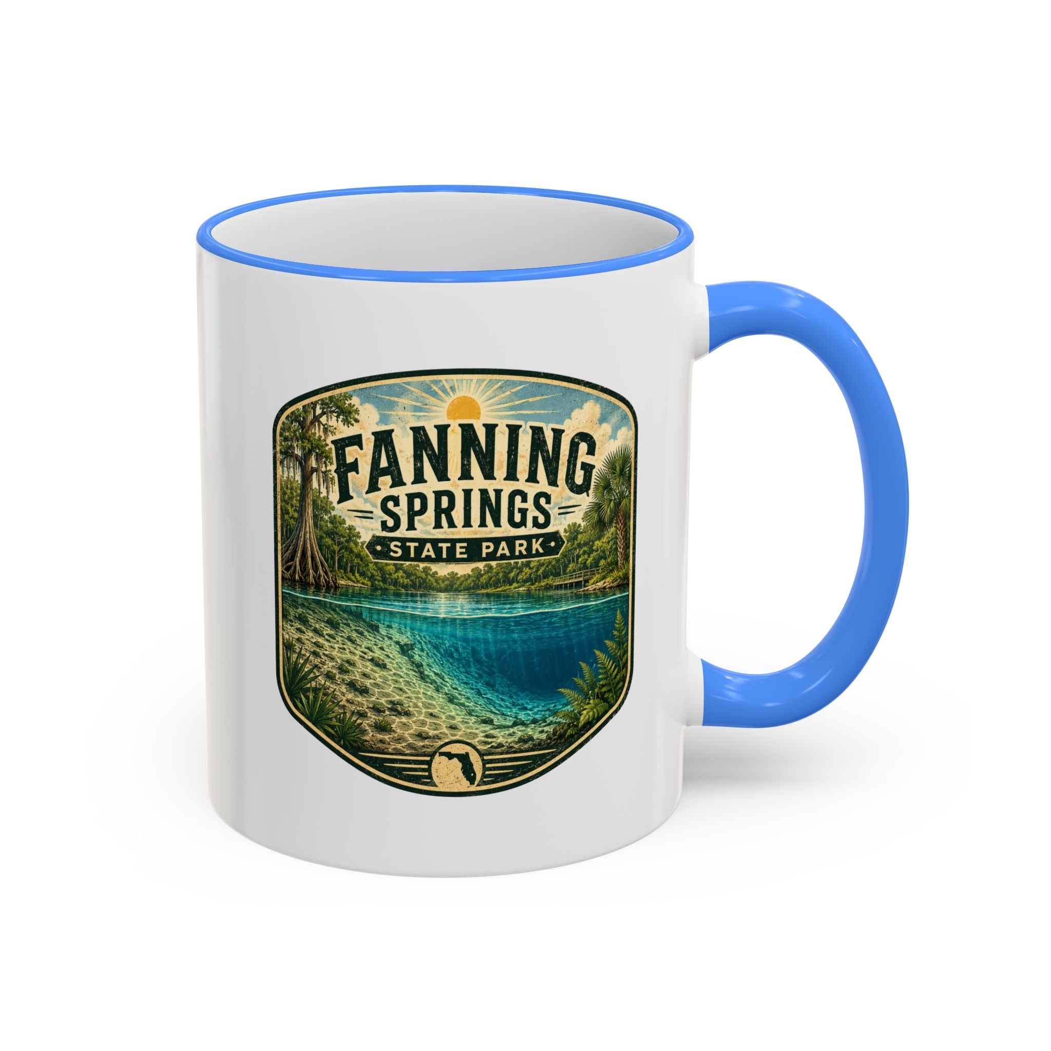 Fanning Springs Vintage Mug — Accent Rim & Handle 11oz/15oz