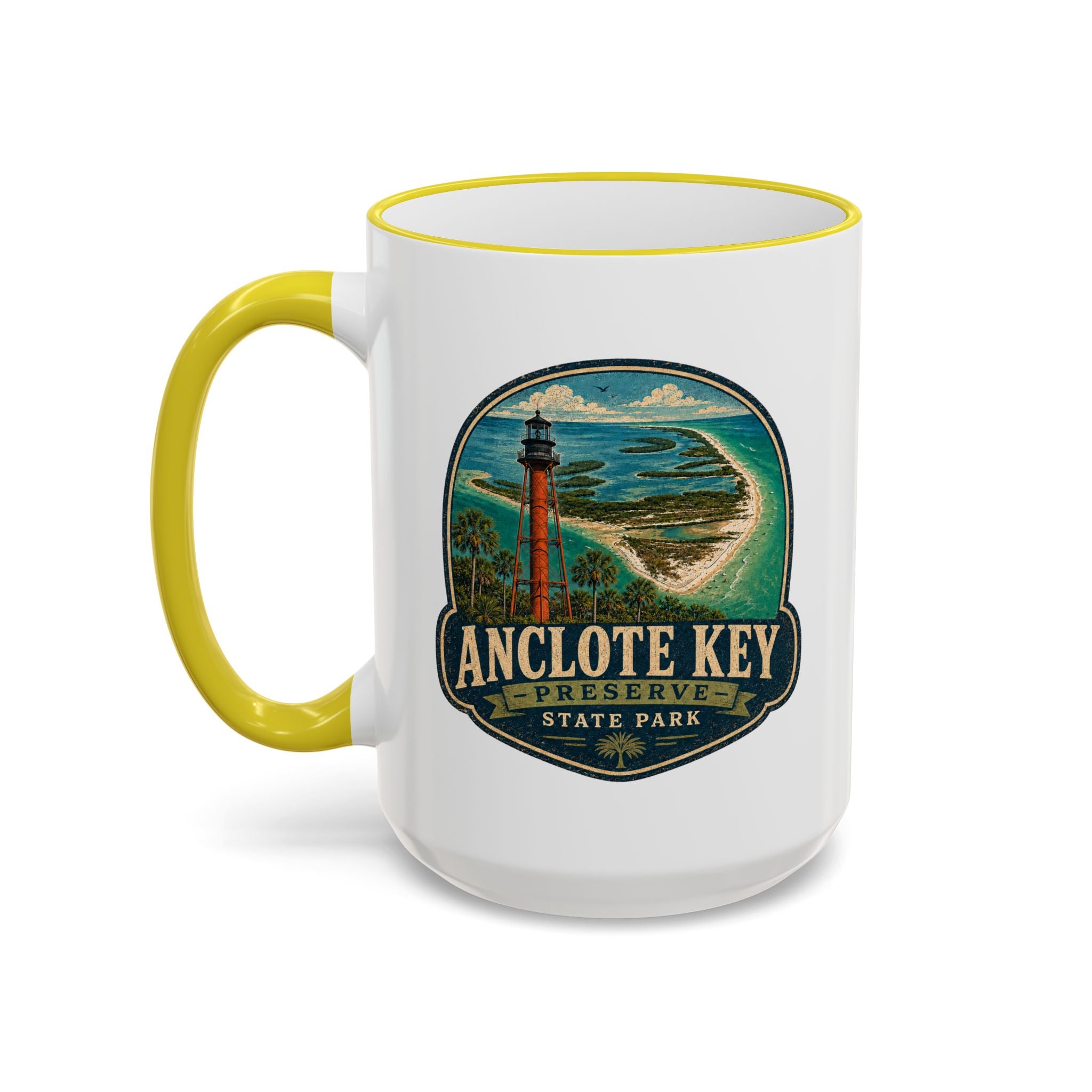 Anclote Key Vintage Mug — Accent Rim & Handle 11oz/15oz