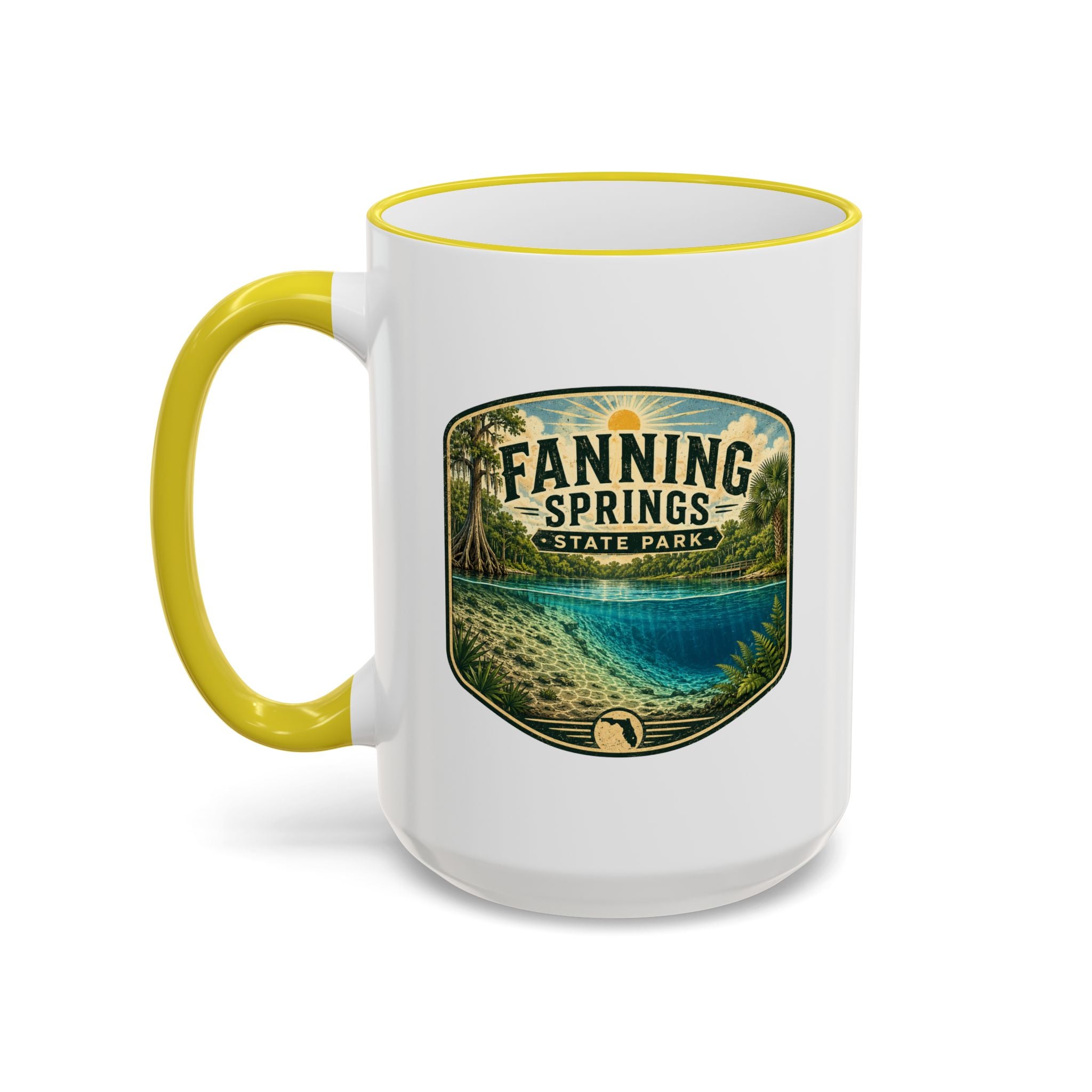 Fanning Springs Vintage Mug — Accent Rim & Handle 11oz/15oz