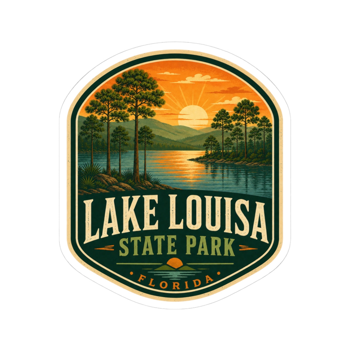 Lake Louisa State Park Sticker — Retro Sunset Florida Nature Decal