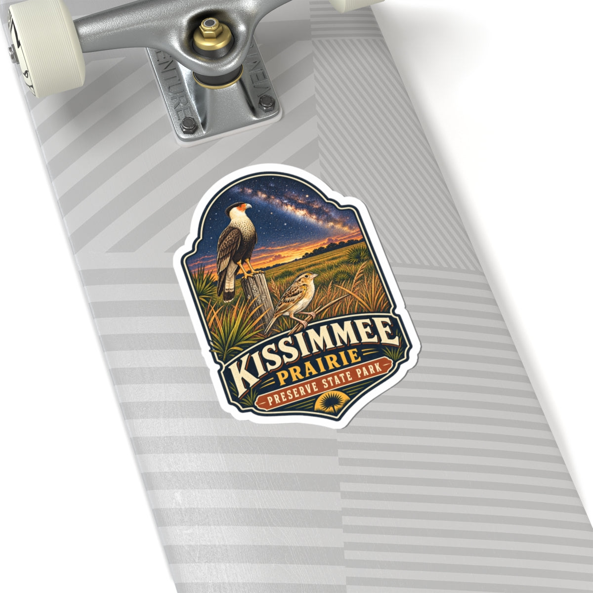 Kissimmee Prairie State Park Scenic Sticker — Vintage Wildlife & Night Sky
