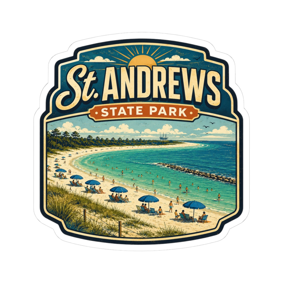 St. Andrews State Park Vintage Beach Sticker — Retro Coastal Travel Decal