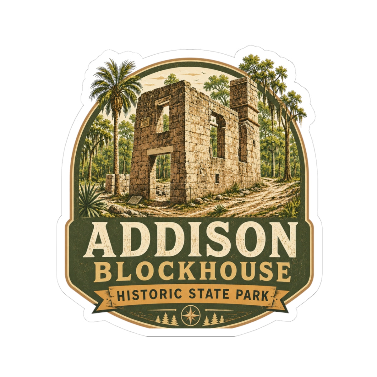 Addison Blockhouse Historic State Park Sticker — Vintage Ruins Travel Decal