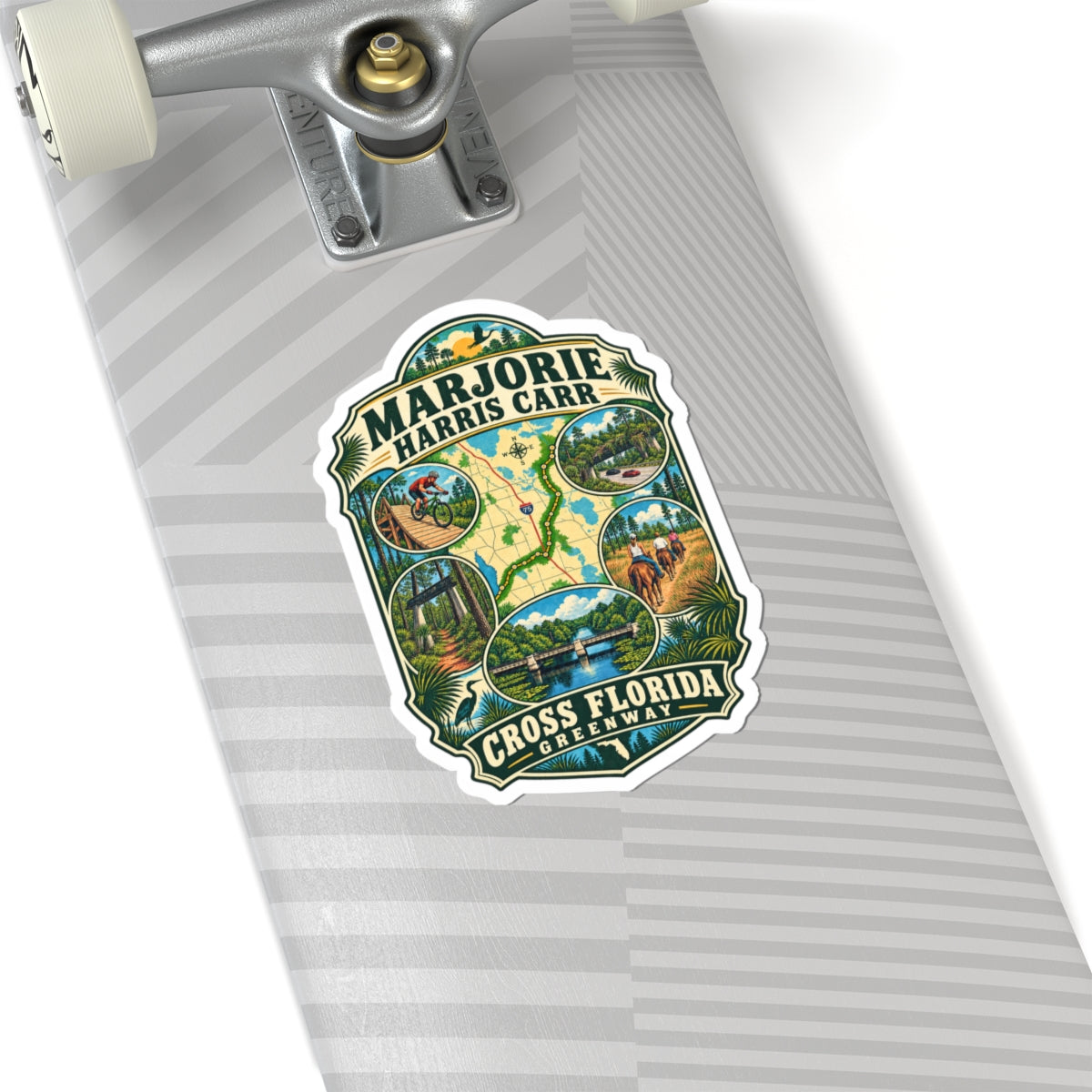 Cross Florida Greenway Sticker — Marjorie Harris Carr Trail Illustration