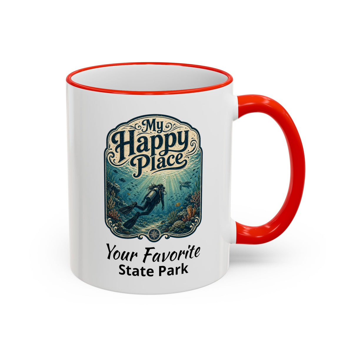 CUSTOMIZABLE Scuba Ocean Accent Rim & Handle 11oz/15oz