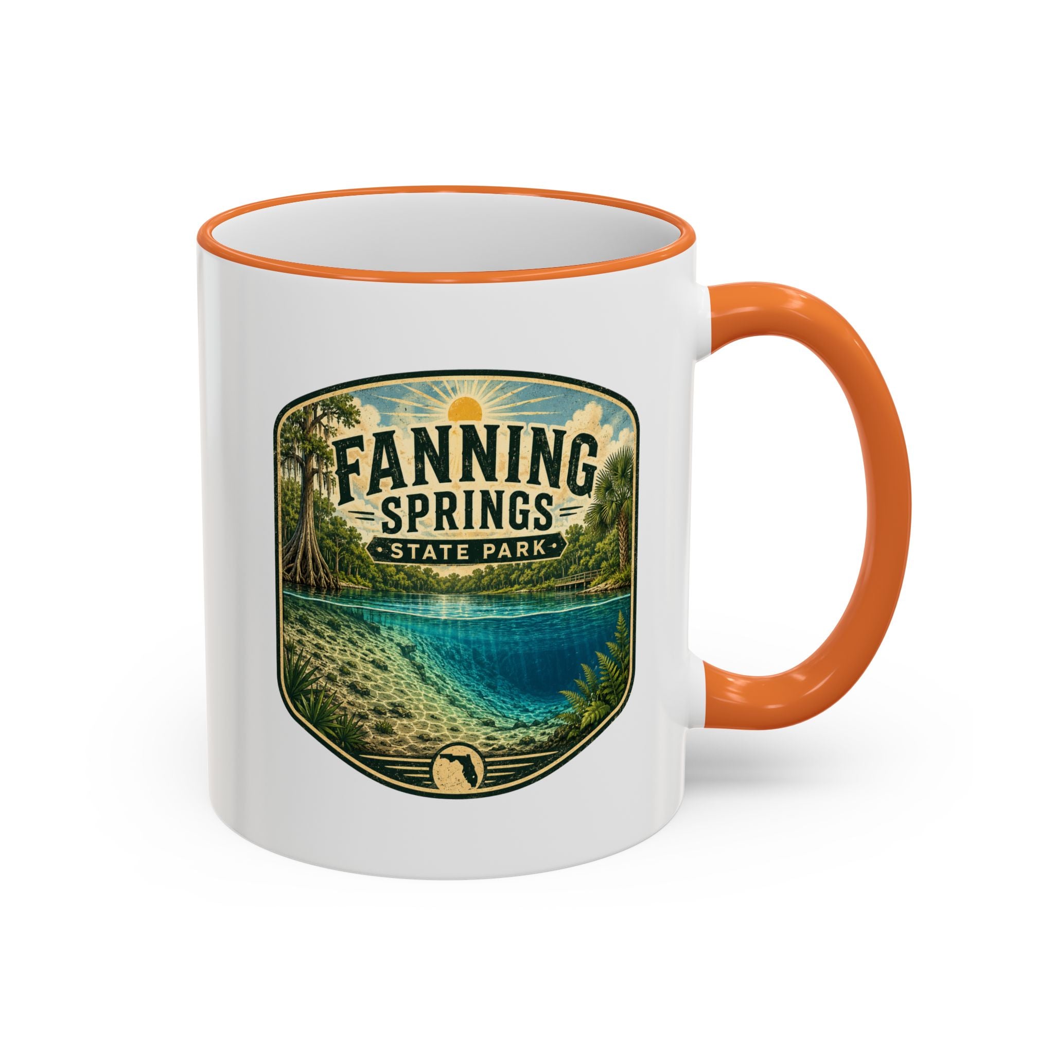 Fanning Springs Vintage Mug — Accent Rim & Handle 11oz/15oz