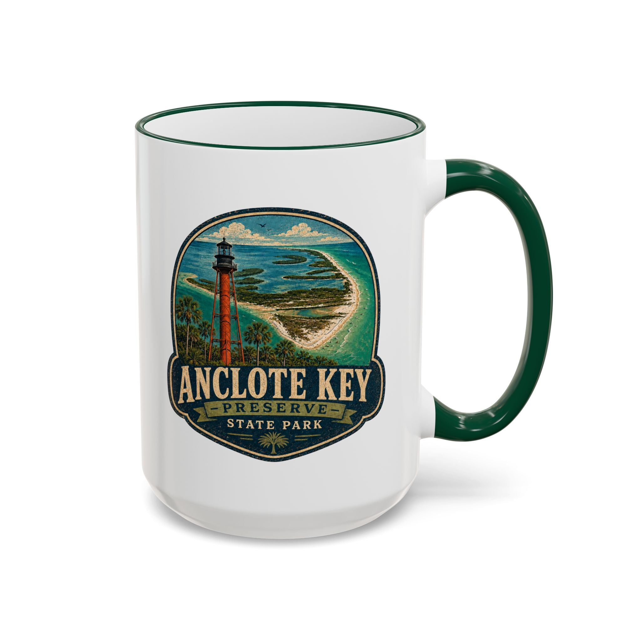 Anclote Key Vintage Mug — Accent Rim & Handle 11oz/15oz