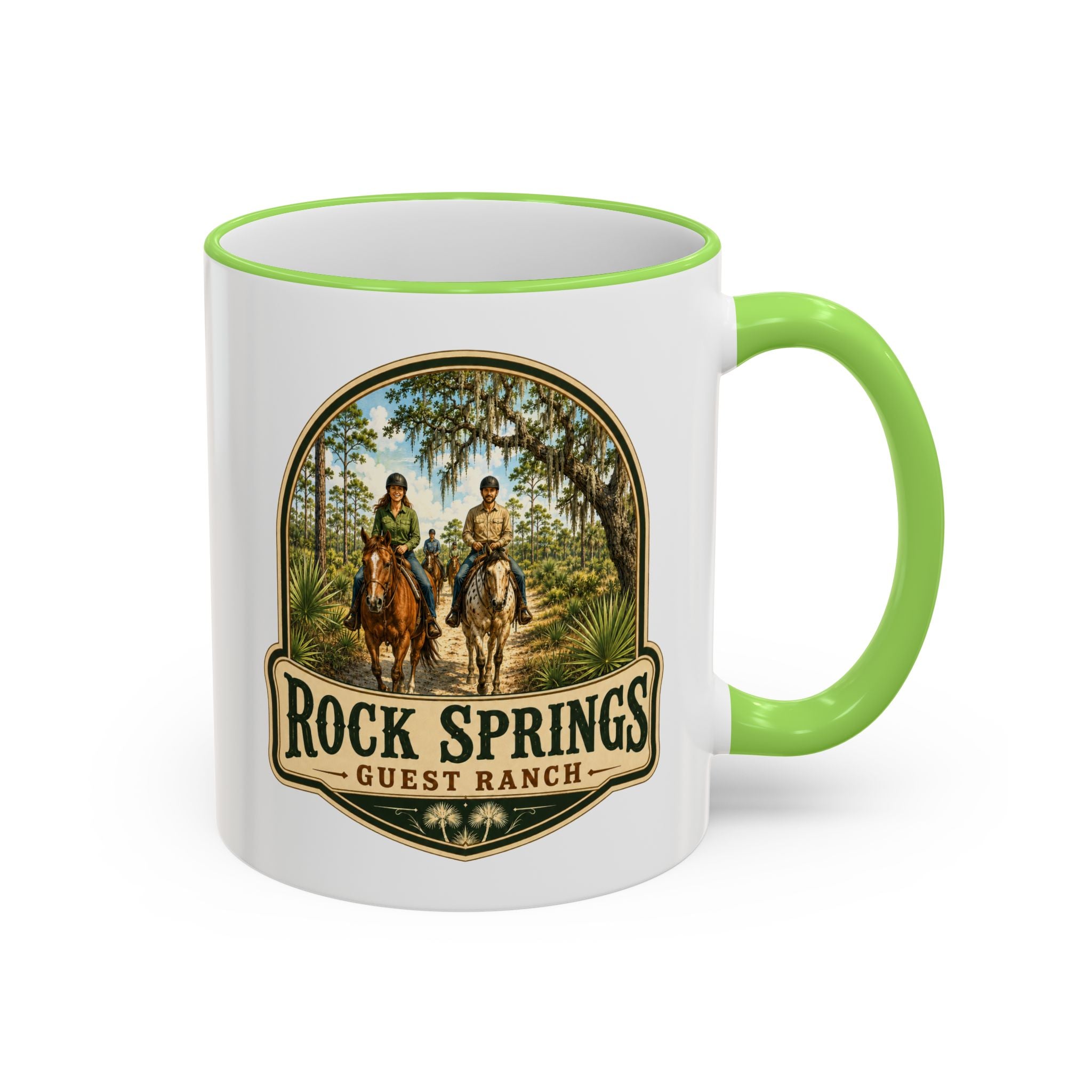 Rock Springs Guest Ranch Vintage Mug — Accent Rim & Handle 11oz/15oz