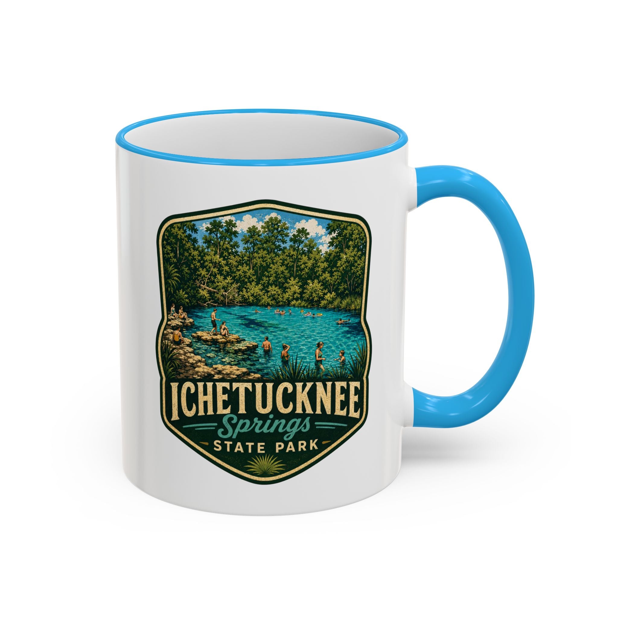 Ichetucknee Springs Vintage Mug — Accent Rim & Handle 11oz/15oz