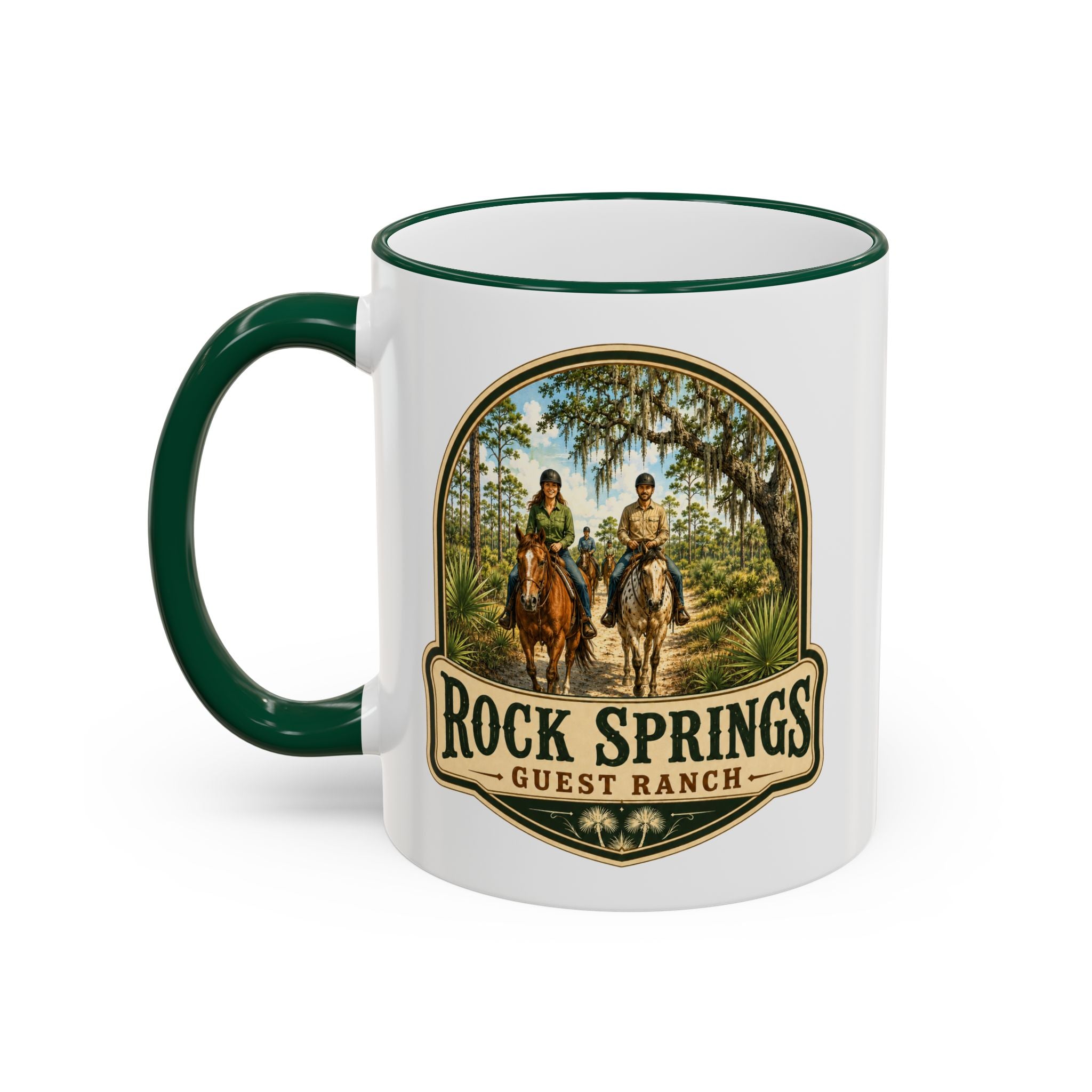 Rock Springs Guest Ranch Vintage Mug — Accent Rim & Handle 11oz/15oz