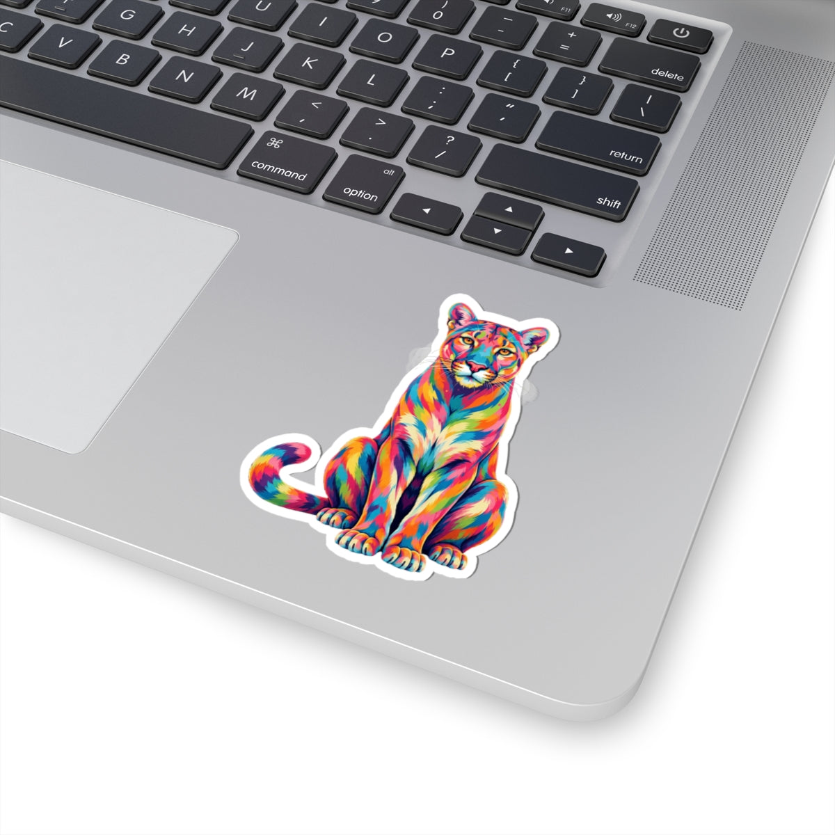 Rainbow Florida Panther Kiss-Cut Sticker — Vibrant Colorful Laptop Decal