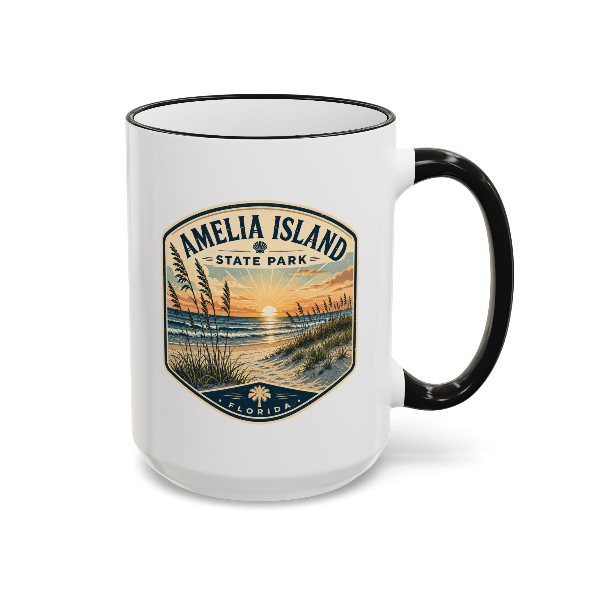 Amelia Island Vintage Mug — Accent Rim & Handle 11oz/15oz