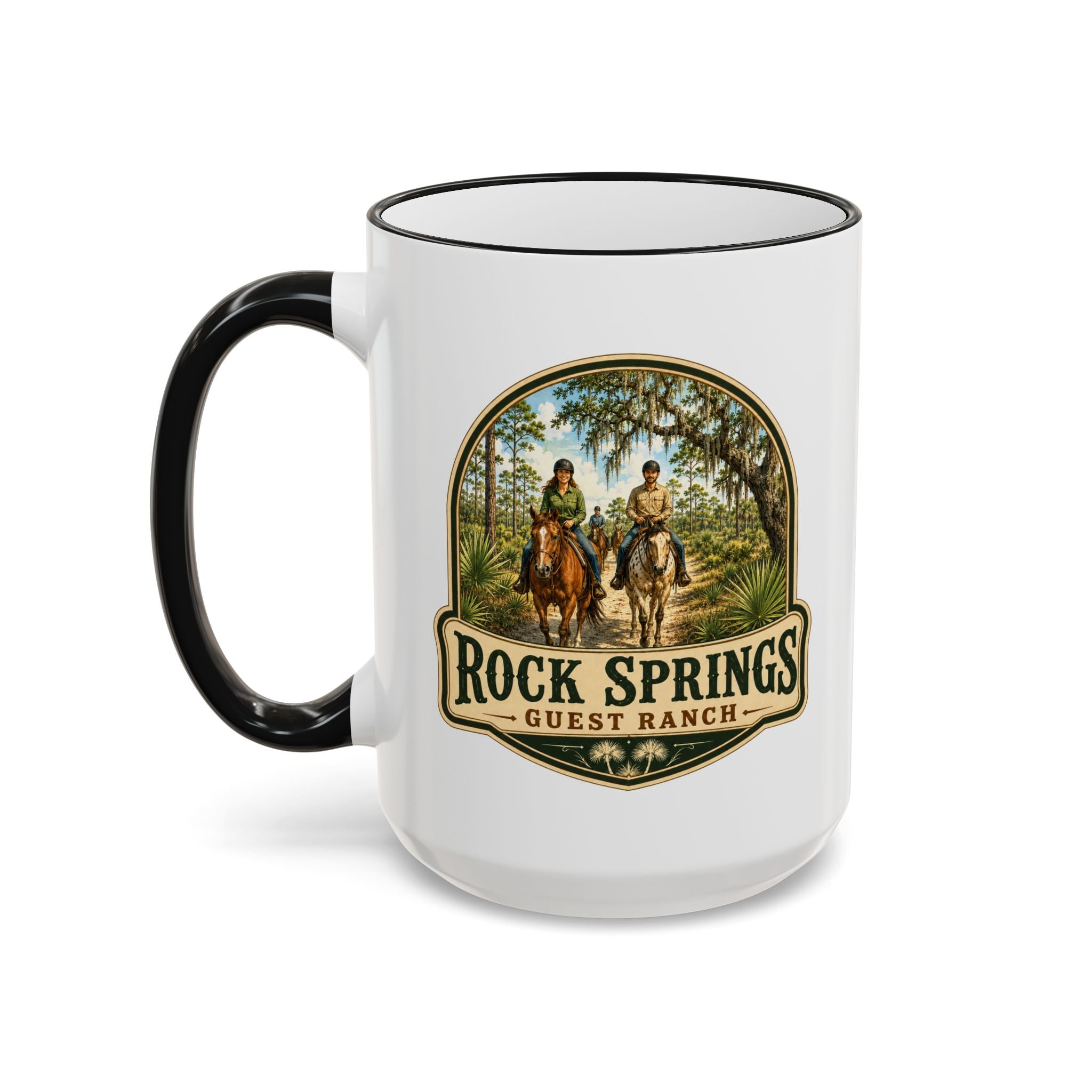Rock Springs Guest Ranch Vintage Mug — Accent Rim & Handle 11oz/15oz