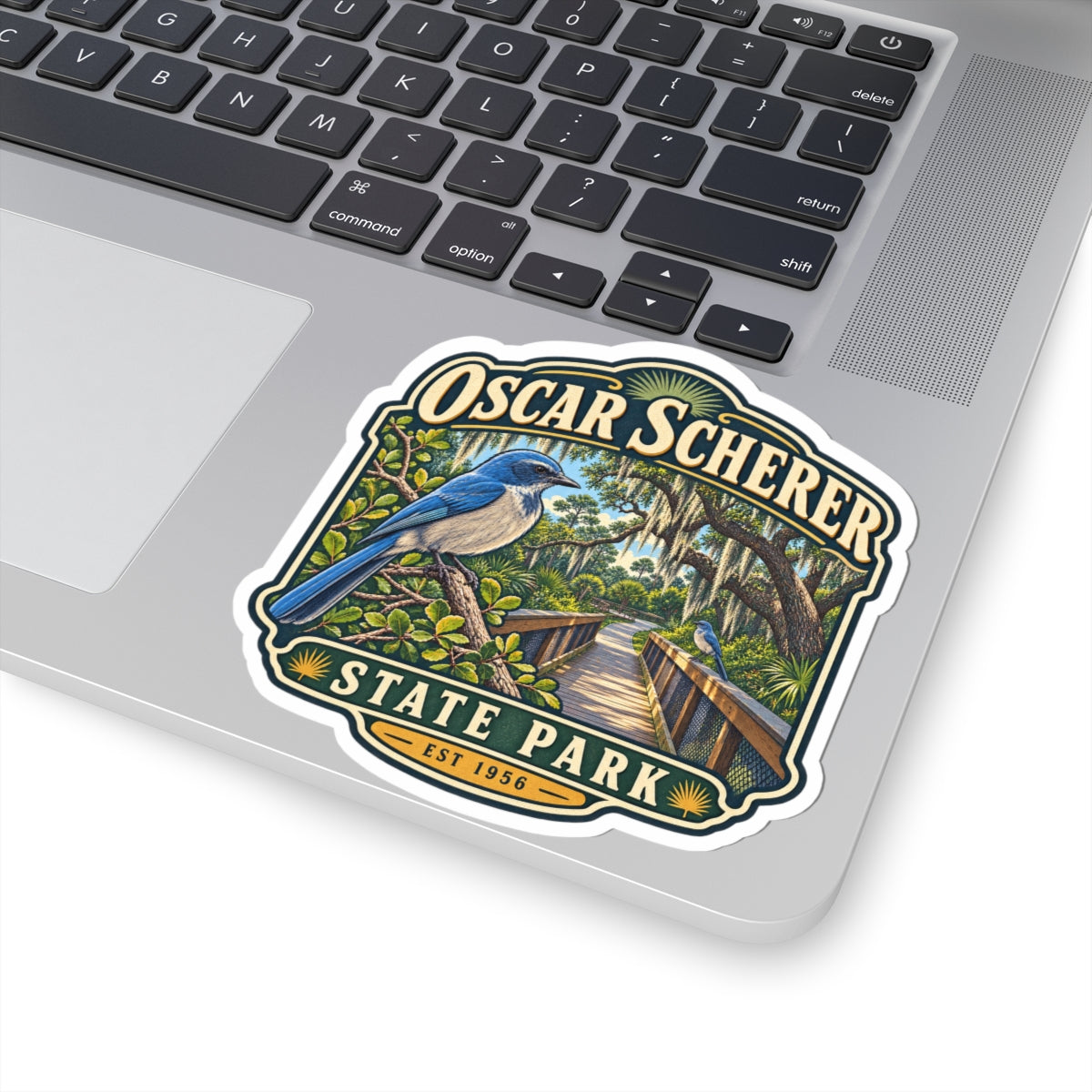 Oscar Scherer State Park Sticker — Scrub Jay & Boardwalk Nature Decal
