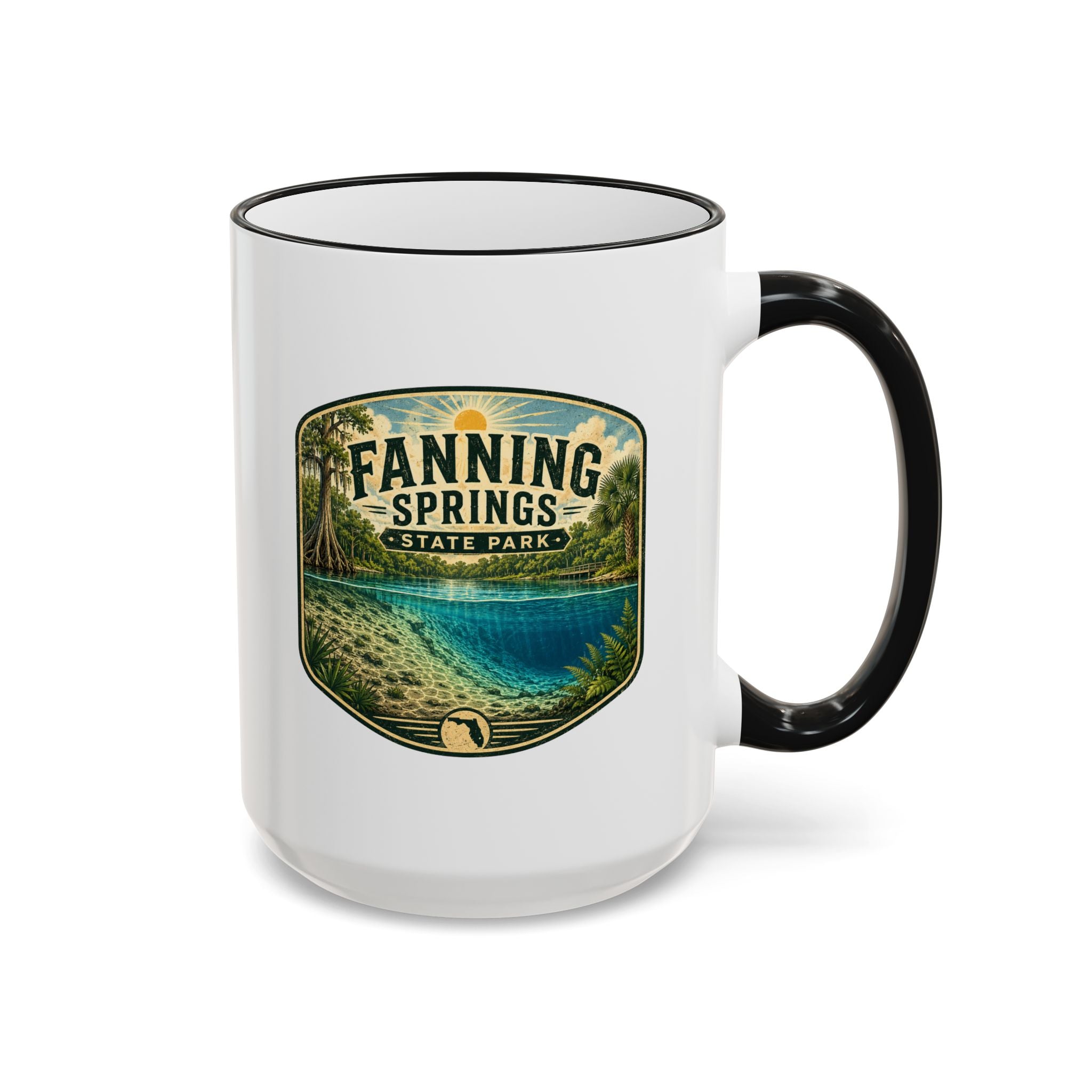 Fanning Springs Vintage Mug — Accent Rim & Handle 11oz/15oz