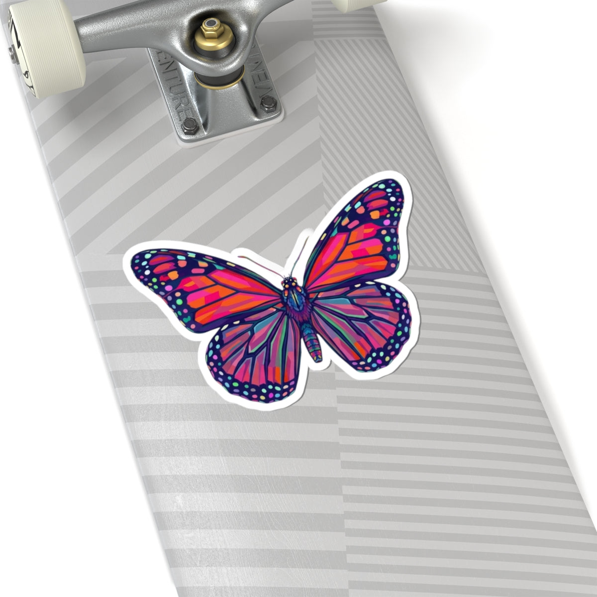 Rainbow Monarch Butterfly Kiss-Cut Sticker — Colorful Laptop Decal