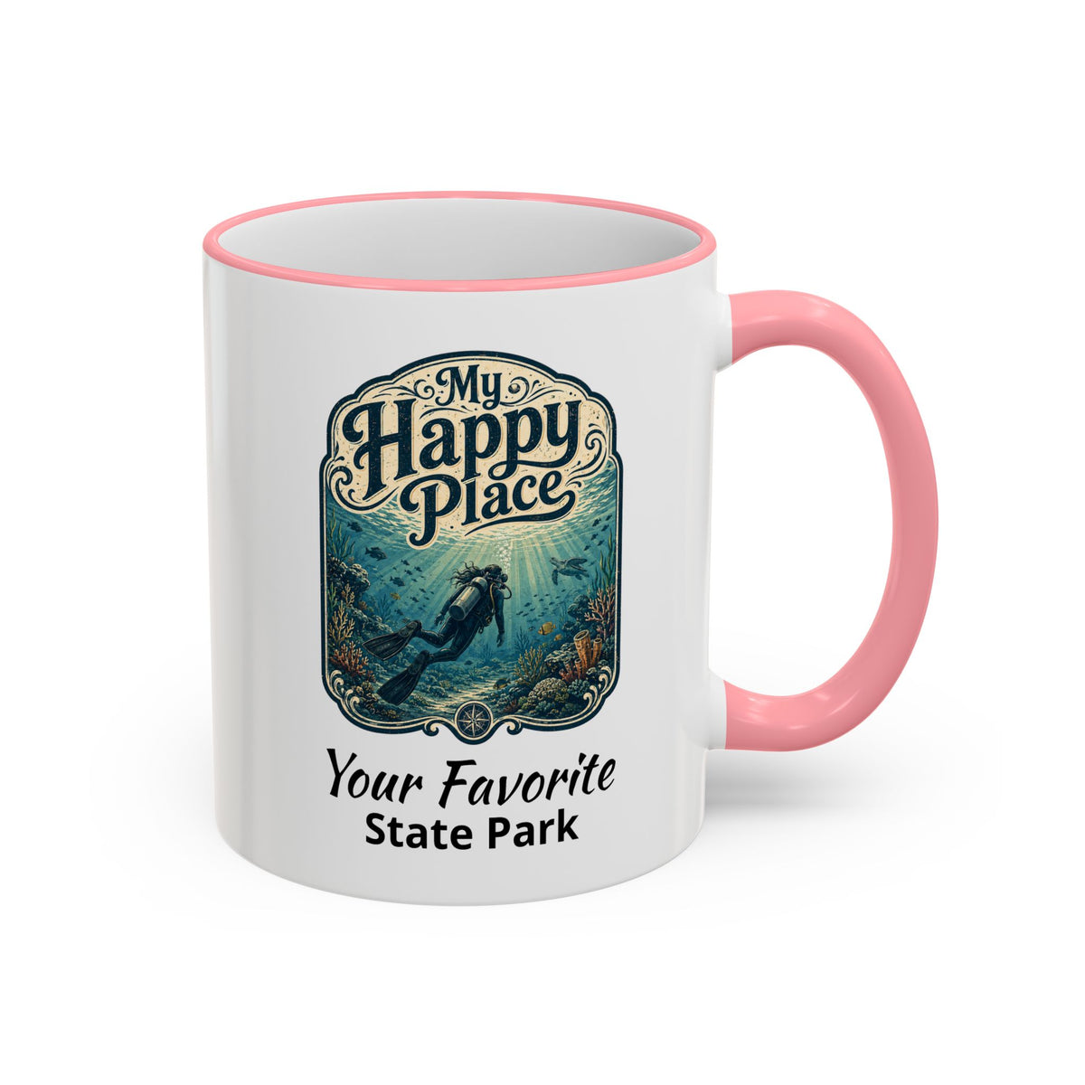 CUSTOMIZABLE Scuba Ocean Accent Rim & Handle 11oz/15oz