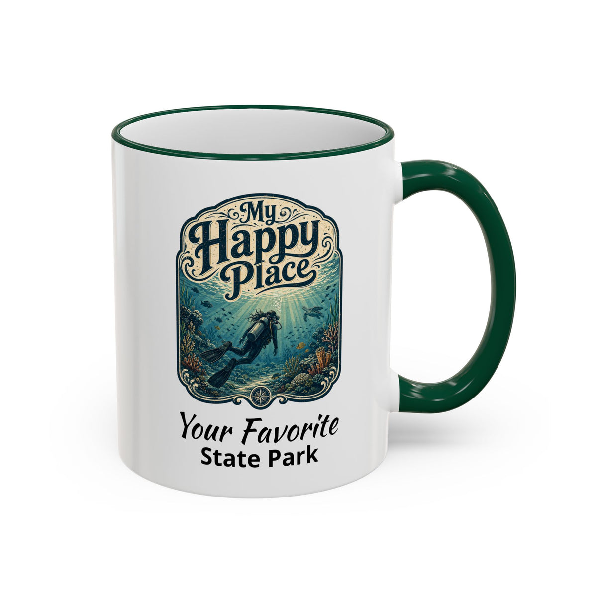 CUSTOMIZABLE Scuba Ocean Accent Rim & Handle 11oz/15oz