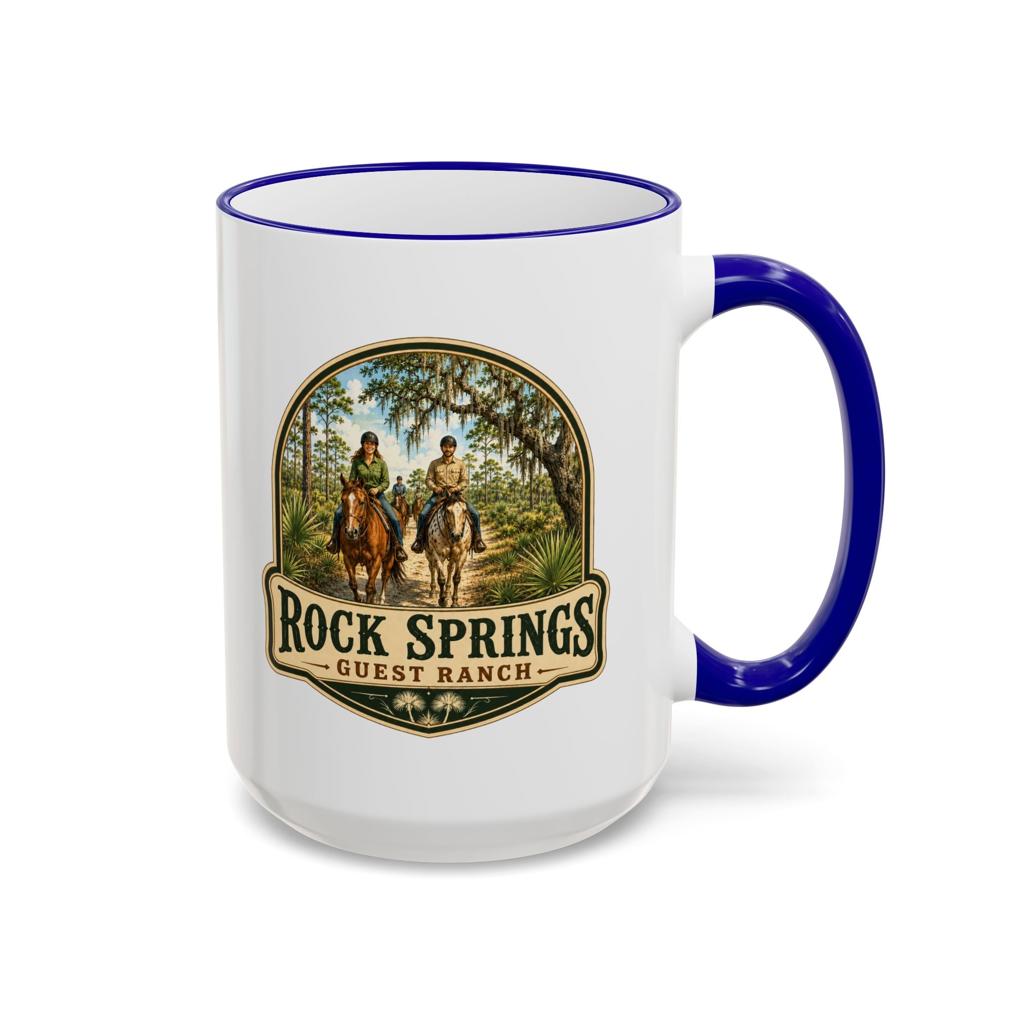 Rock Springs Guest Ranch Vintage Mug — Accent Rim & Handle 11oz/15oz