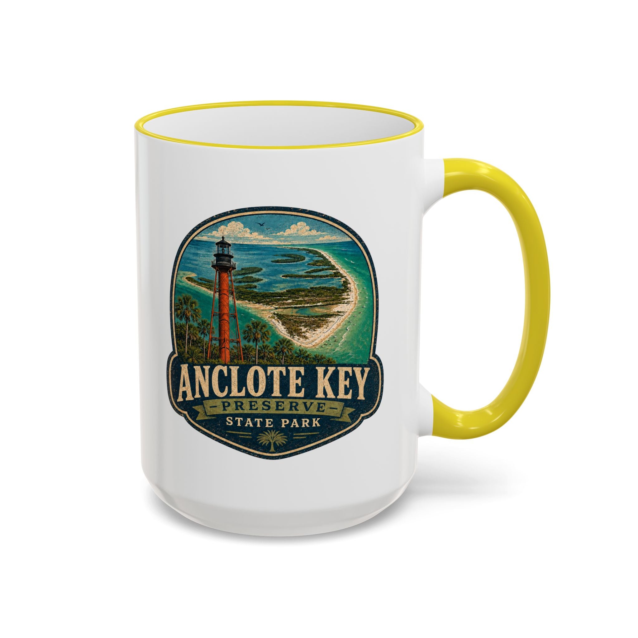 Anclote Key Vintage Mug — Accent Rim & Handle 11oz/15oz